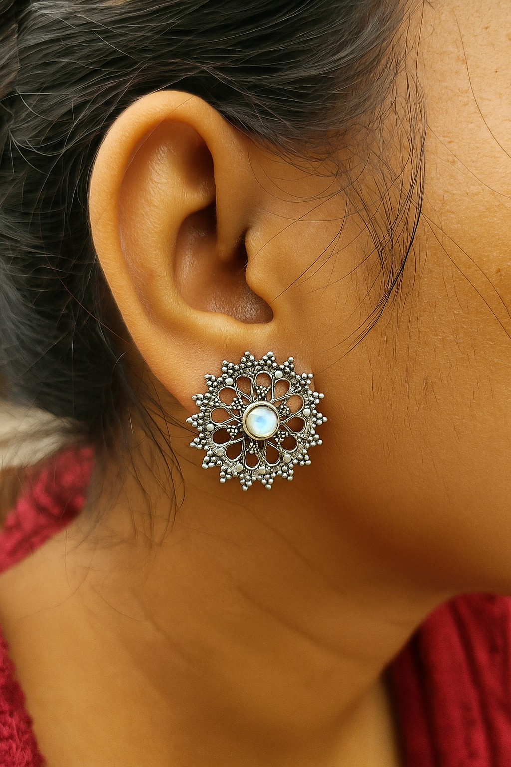 Surangana 92.5 Silver Statement Studs - Handcrafted