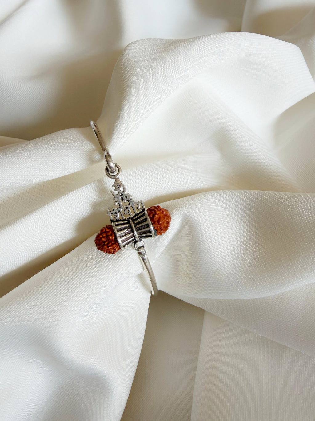 Rudratva Harmony Rudraksha - Shiva 925 Silver Handcrafted Openable Bracelet