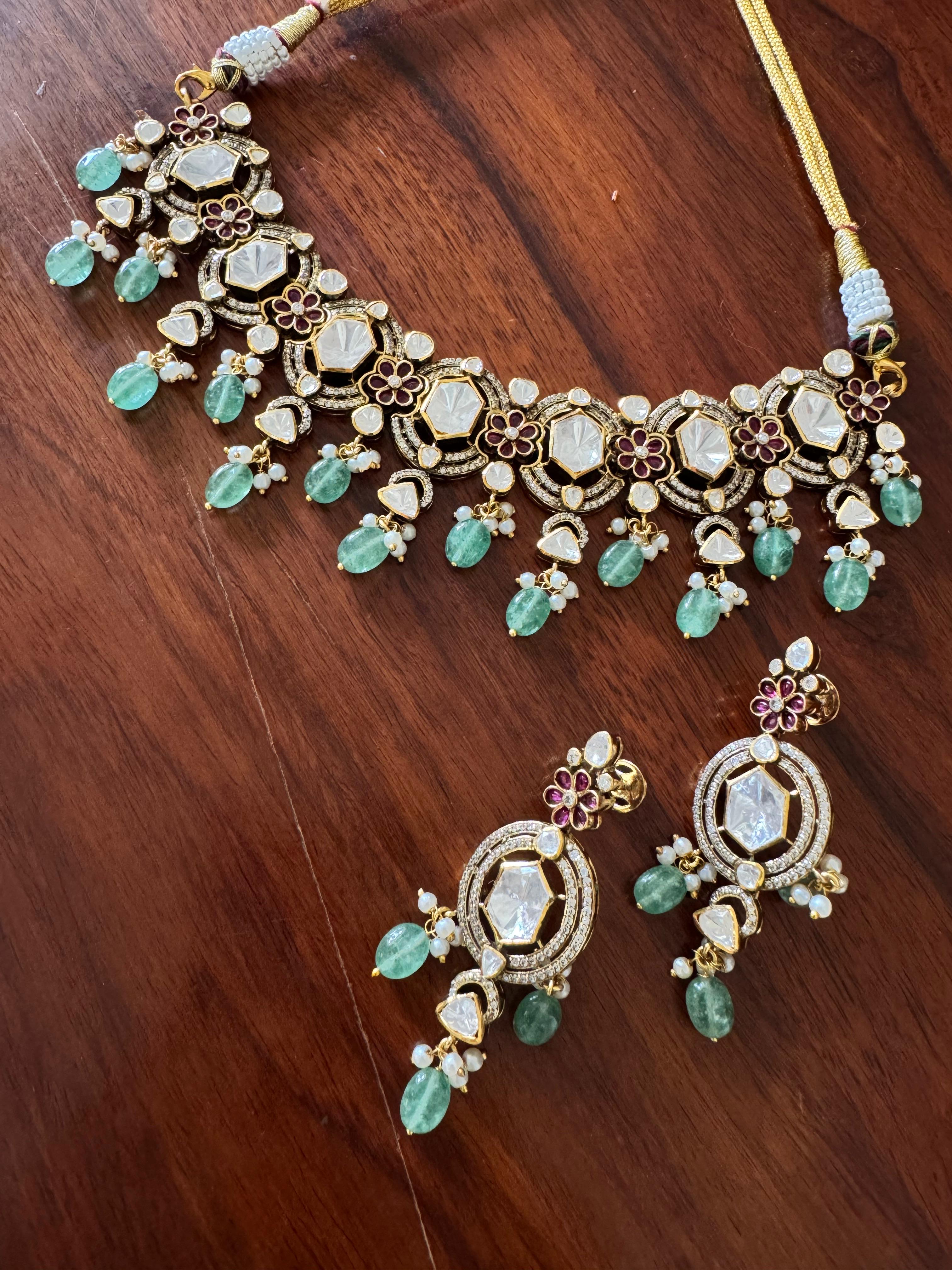 Naaz - Gold Plated 92.5 Silver Necklace Set - Handcrafted