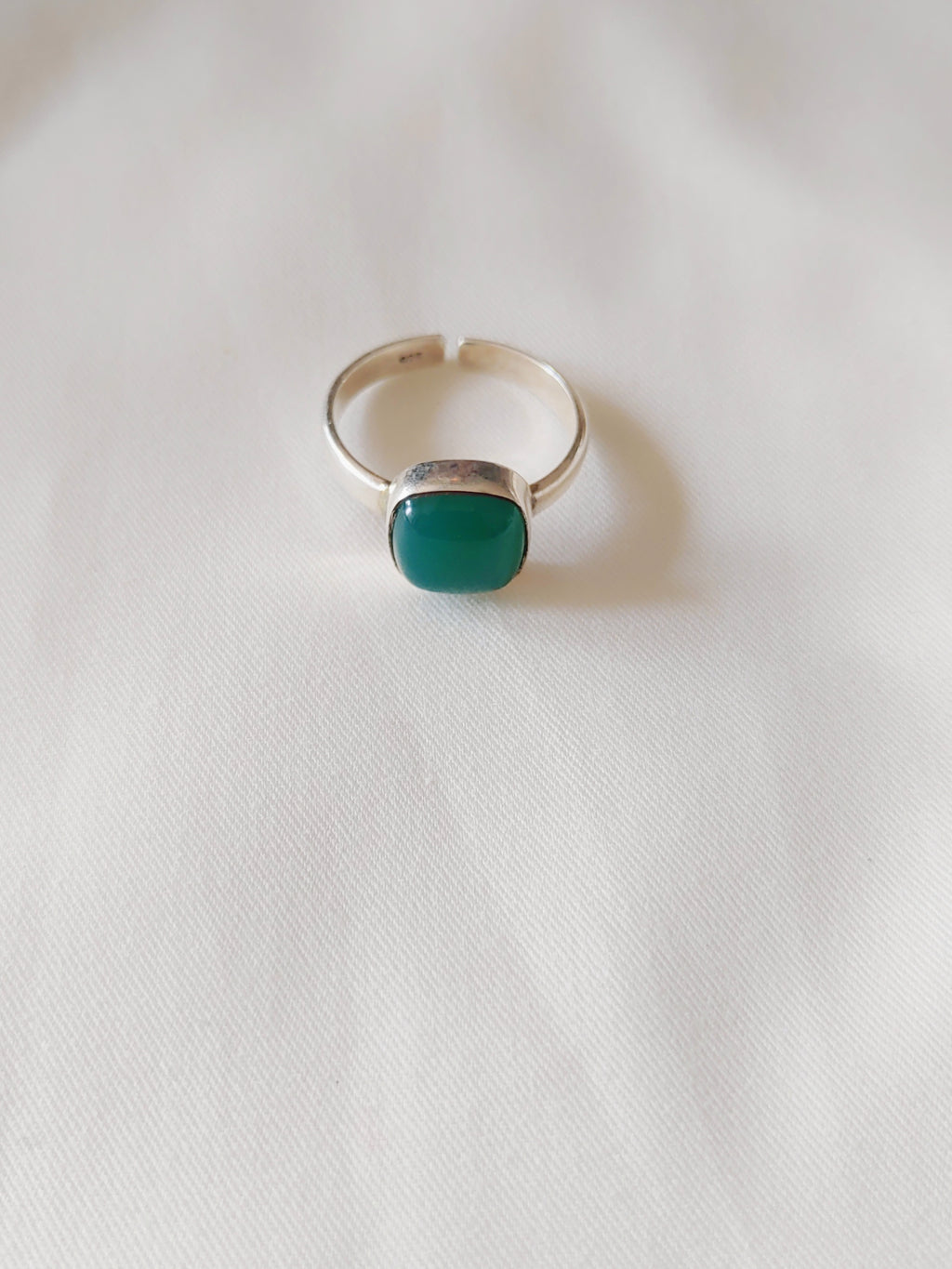 Harit Green Onyx Stone 92.5 Silver Adjustable Ring