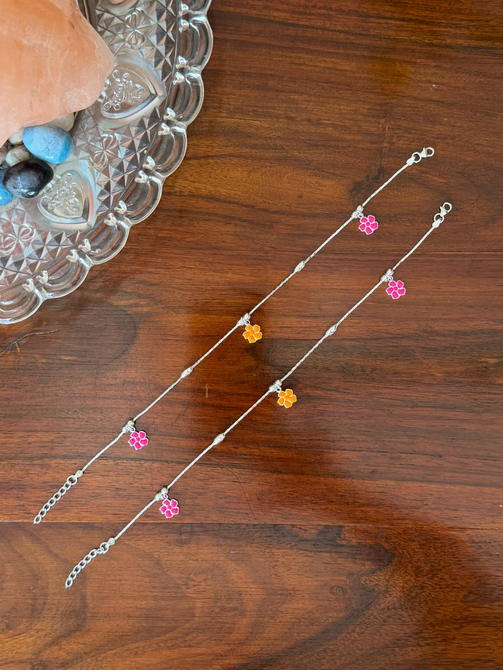 Gulnaar 92.5 Lightweight Silver Anklet - Pair