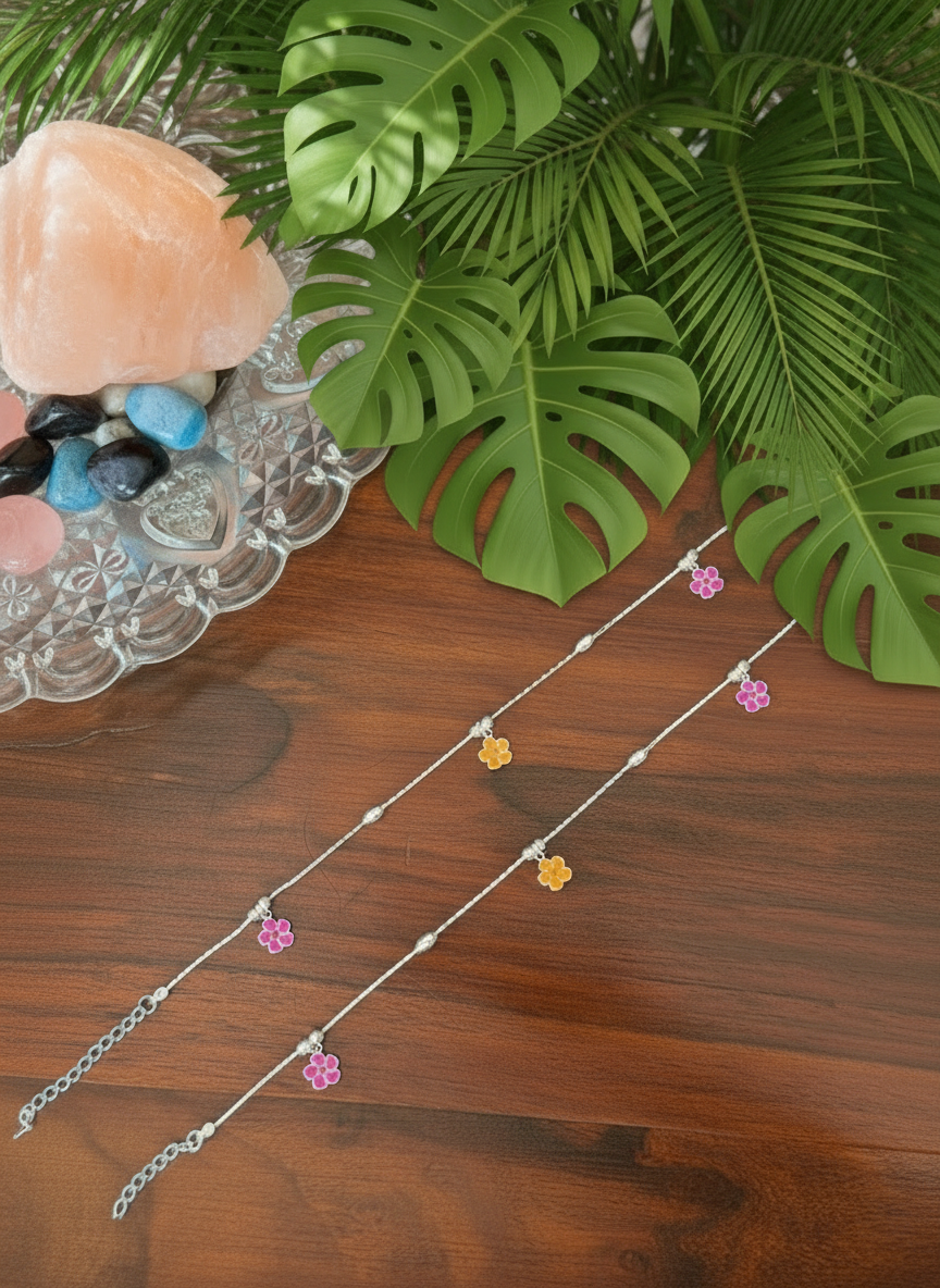 Gulnaar 92.5 Lightweight Silver Anklet - Pair