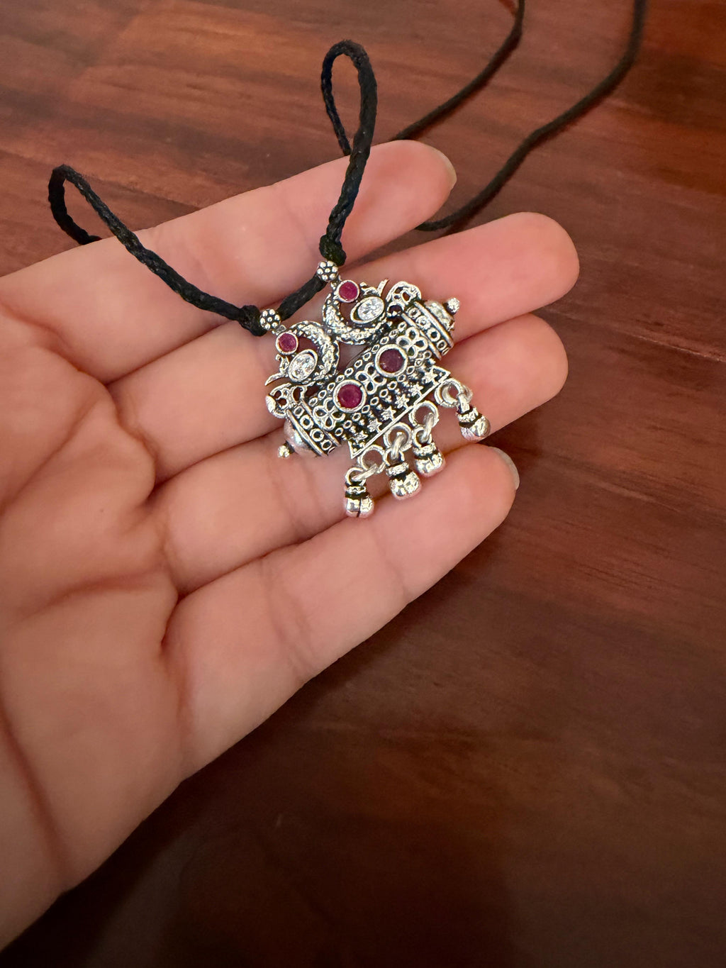 Damini - 925 Silver Handcrafted Mangalsutra With Black Thread - Traditional