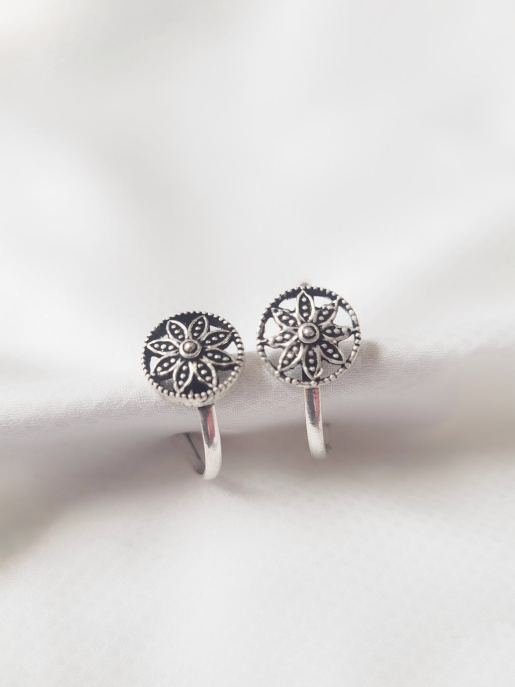 Antique Floral Mandala 92.5 Silver Toe Rings - Pair