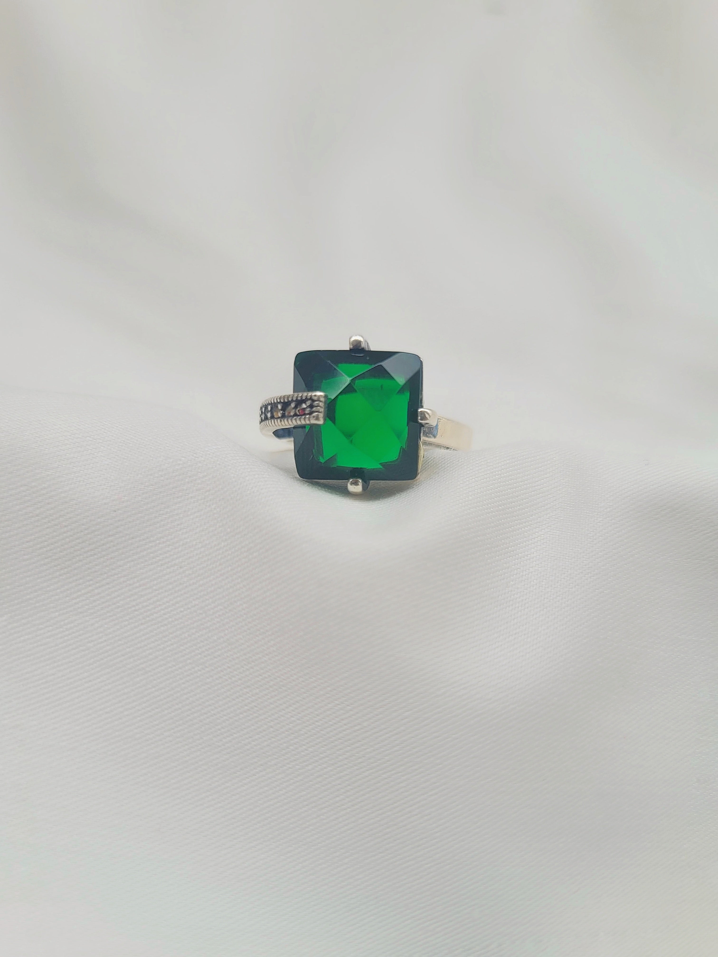 Marcasite Regal Square 92.5 Silver Ring