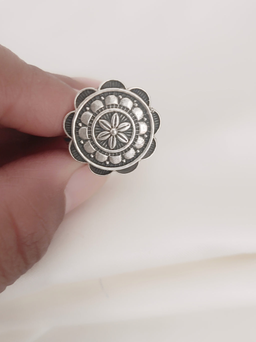 Padmaraga Mandala 92.5 Silver Adjustable Ring