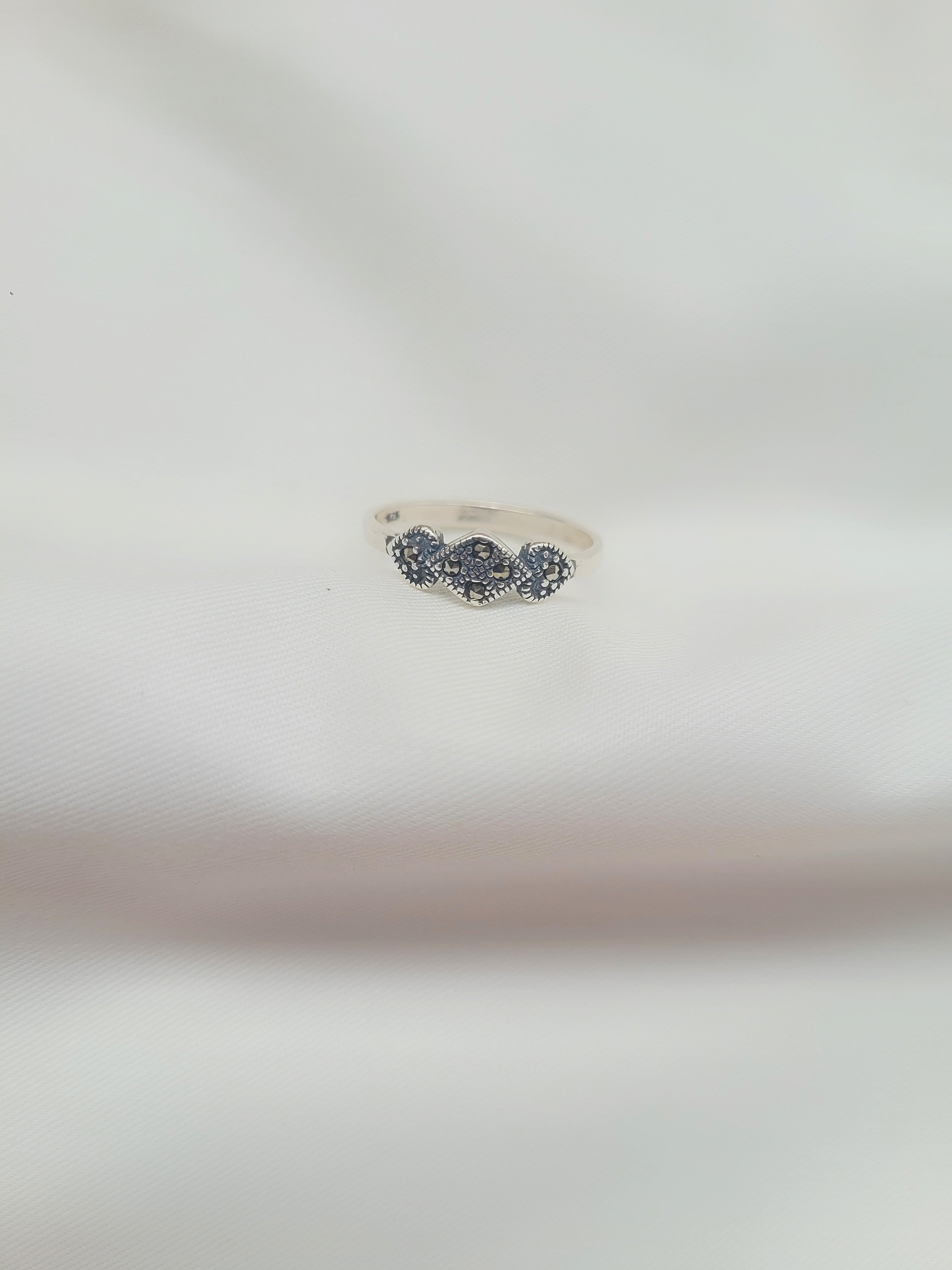 Marcasite Twilight Leaf 92.5 Silver Ring