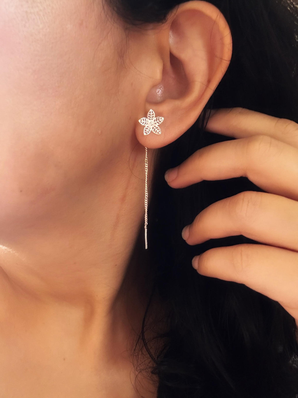 Pushp Handcrafted 925 Silver Sui Dhaga Threader Earrings