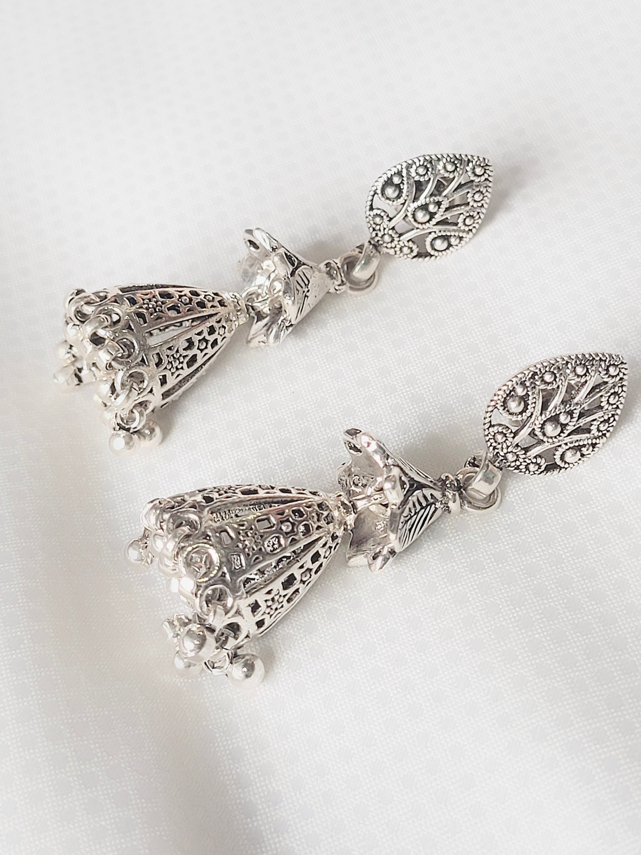 Royal Jali Jhumka 92.5 Silver Floral Jhumkis
