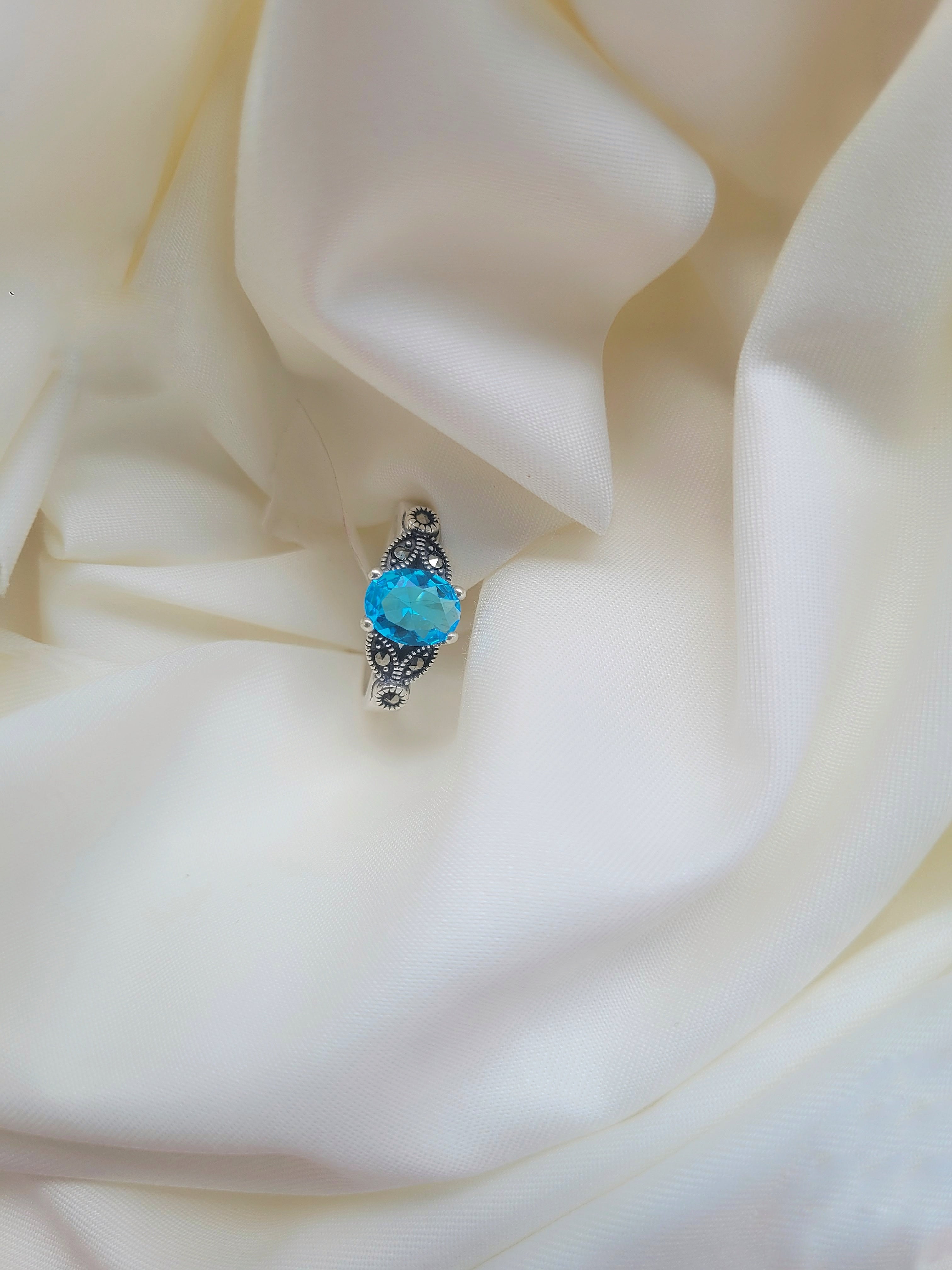 Marcasite Ocean Flame 92.5 Silver Ring