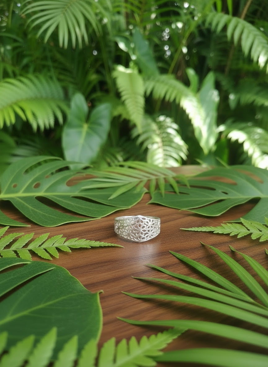 Pushpanjali Traditional 92.5 Silver Adjustable Ring