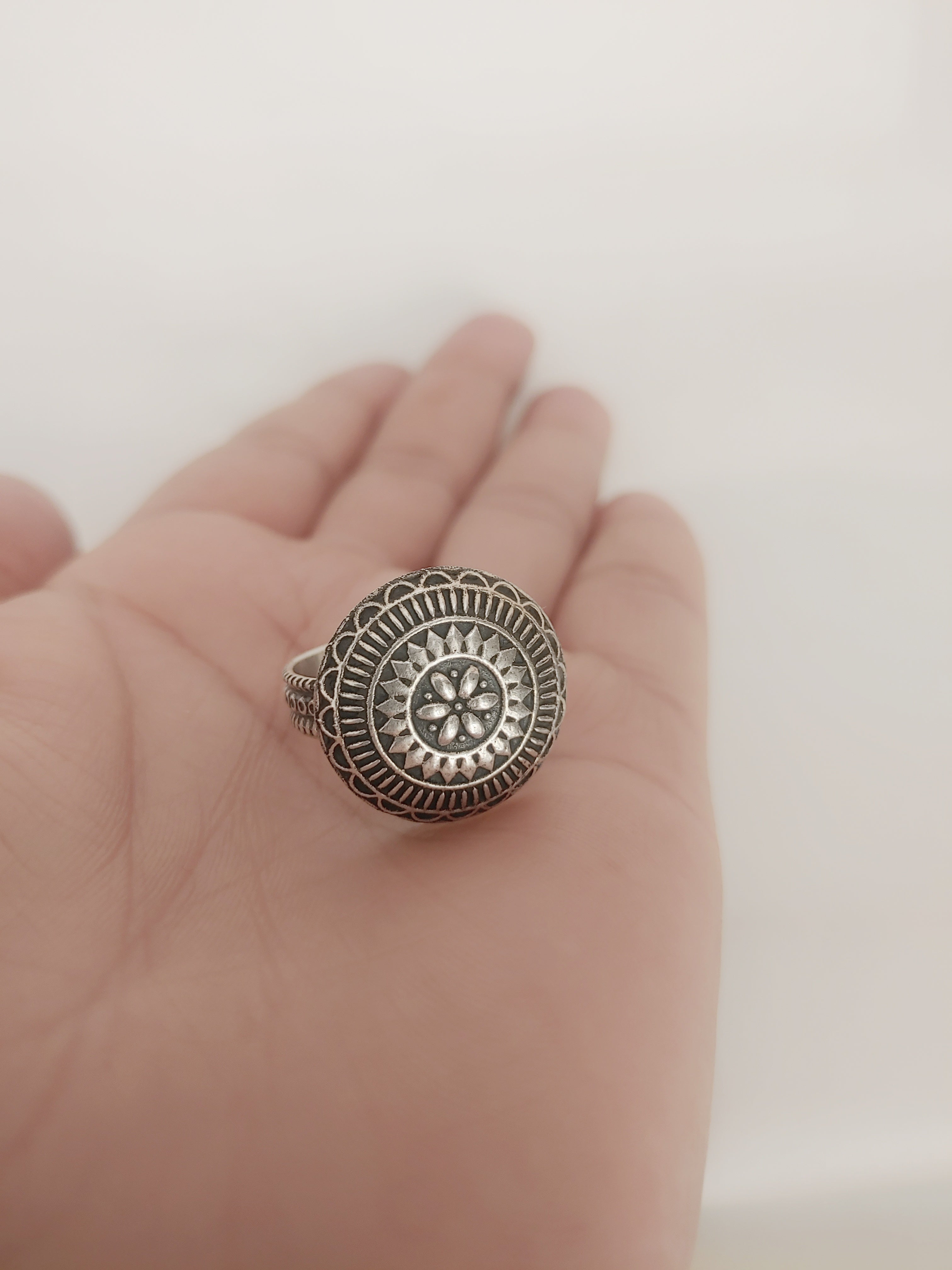 Chakrika Mandala 92.5 Silver Adjustable Ring