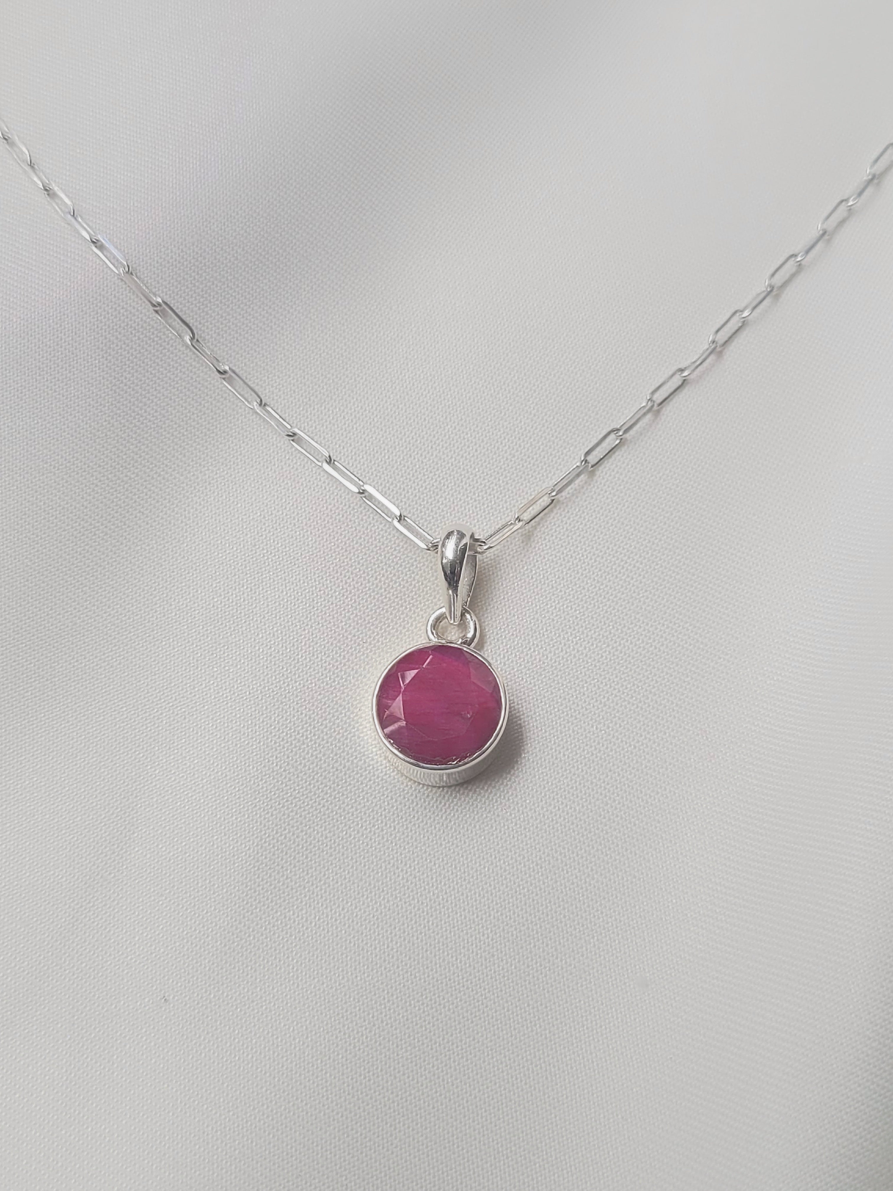 Ruby Radiance 92.5 Silver Pendant (Without Chain)