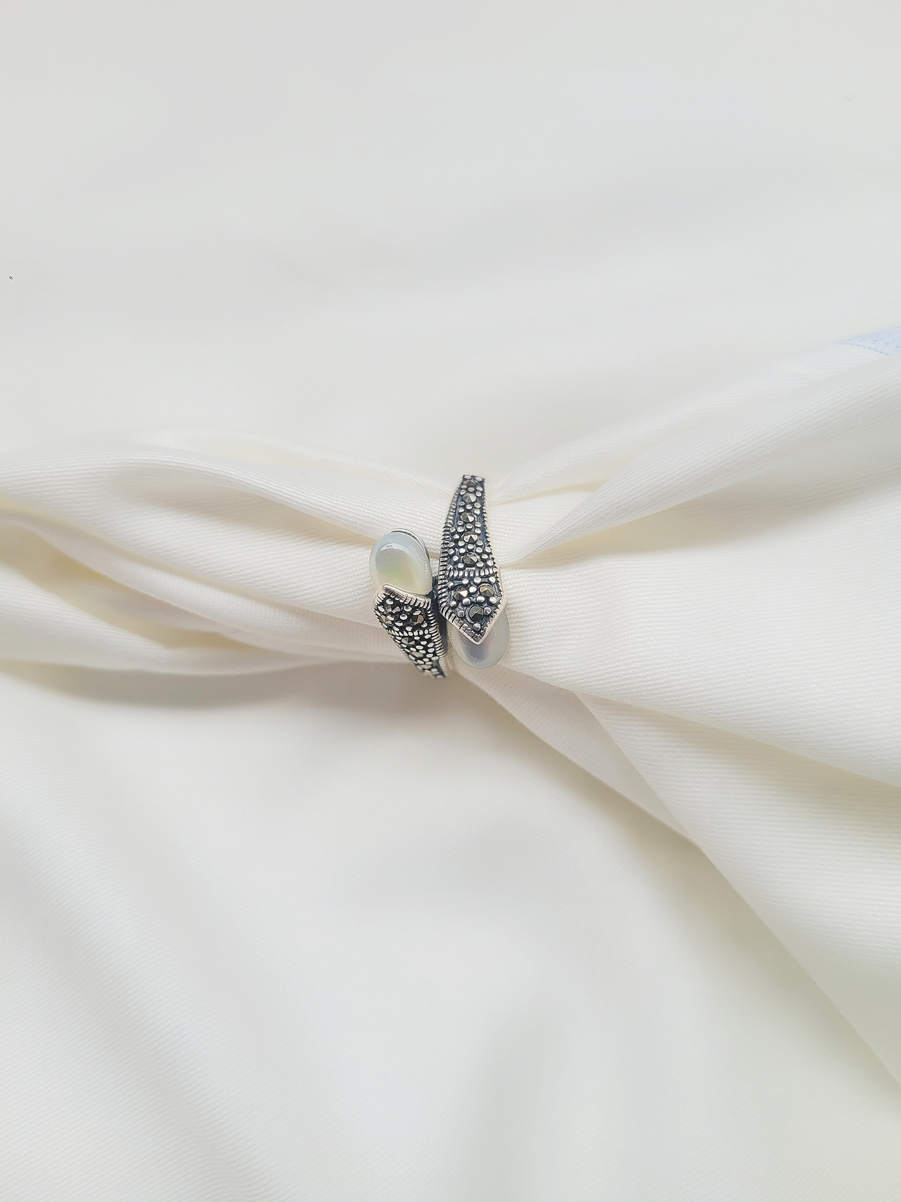 Marcasite Pearl Mist 92.5 Silver Ring