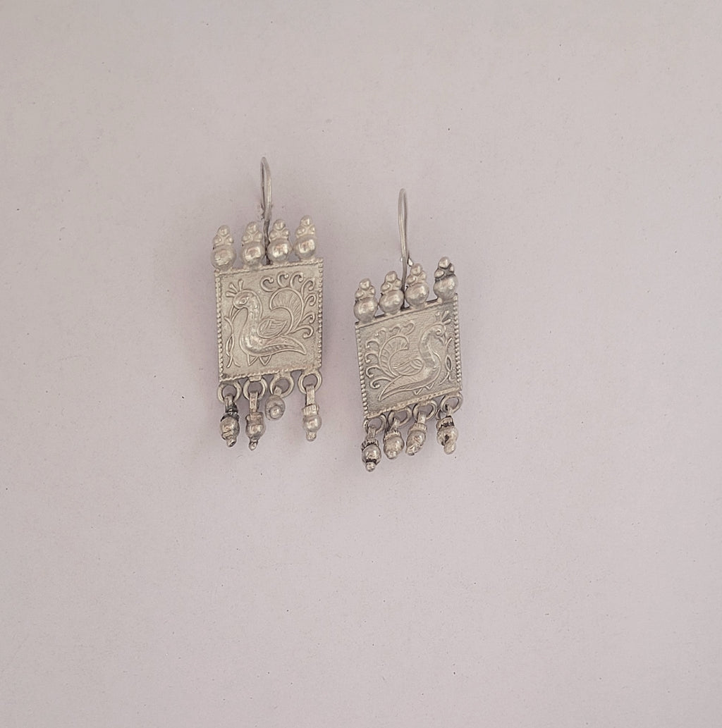 Tribal 92.5 Silver Mayur Karigari Earrings