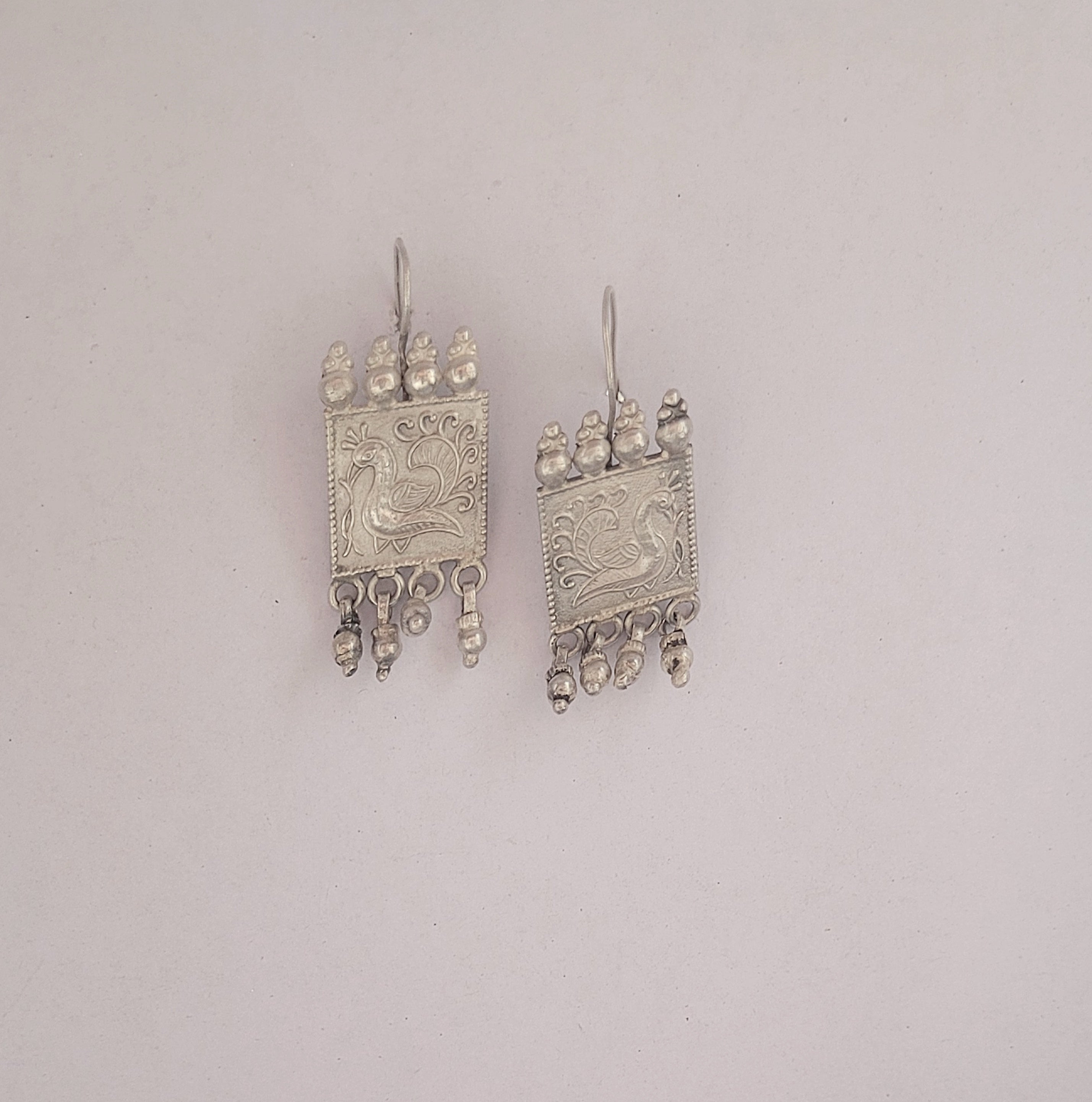 Tribal 92.5 Silver Mayur Karigari Earrings