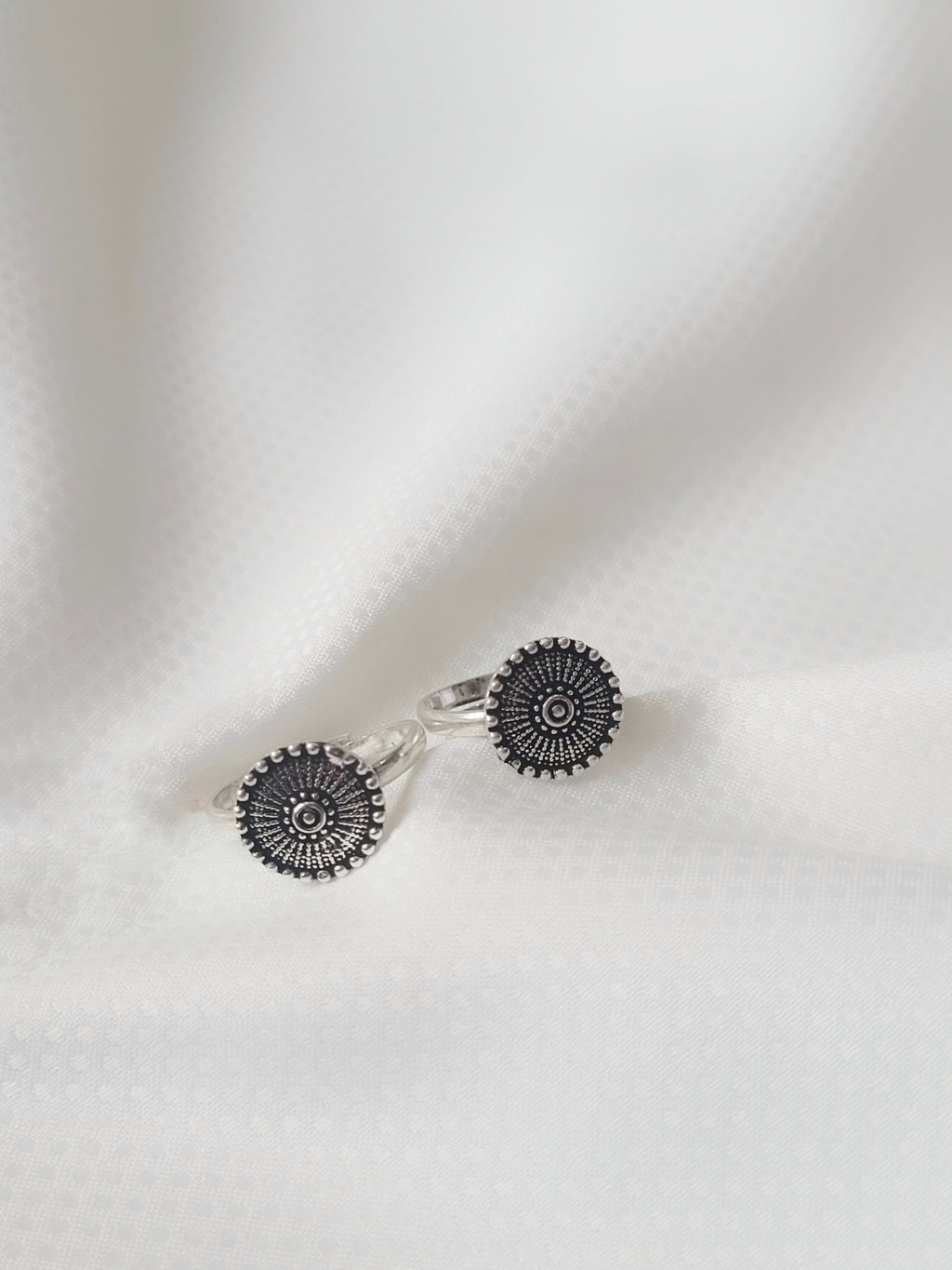 Tribal Sunburst 92.5 Silver Toe Rings - Pair
