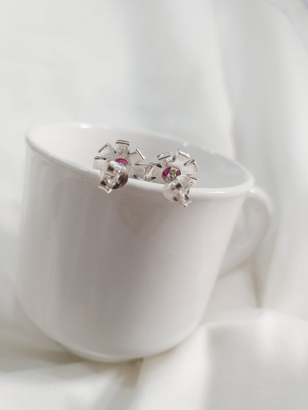 Kusumika 92.5 Silver Marcasite Stud Earrings