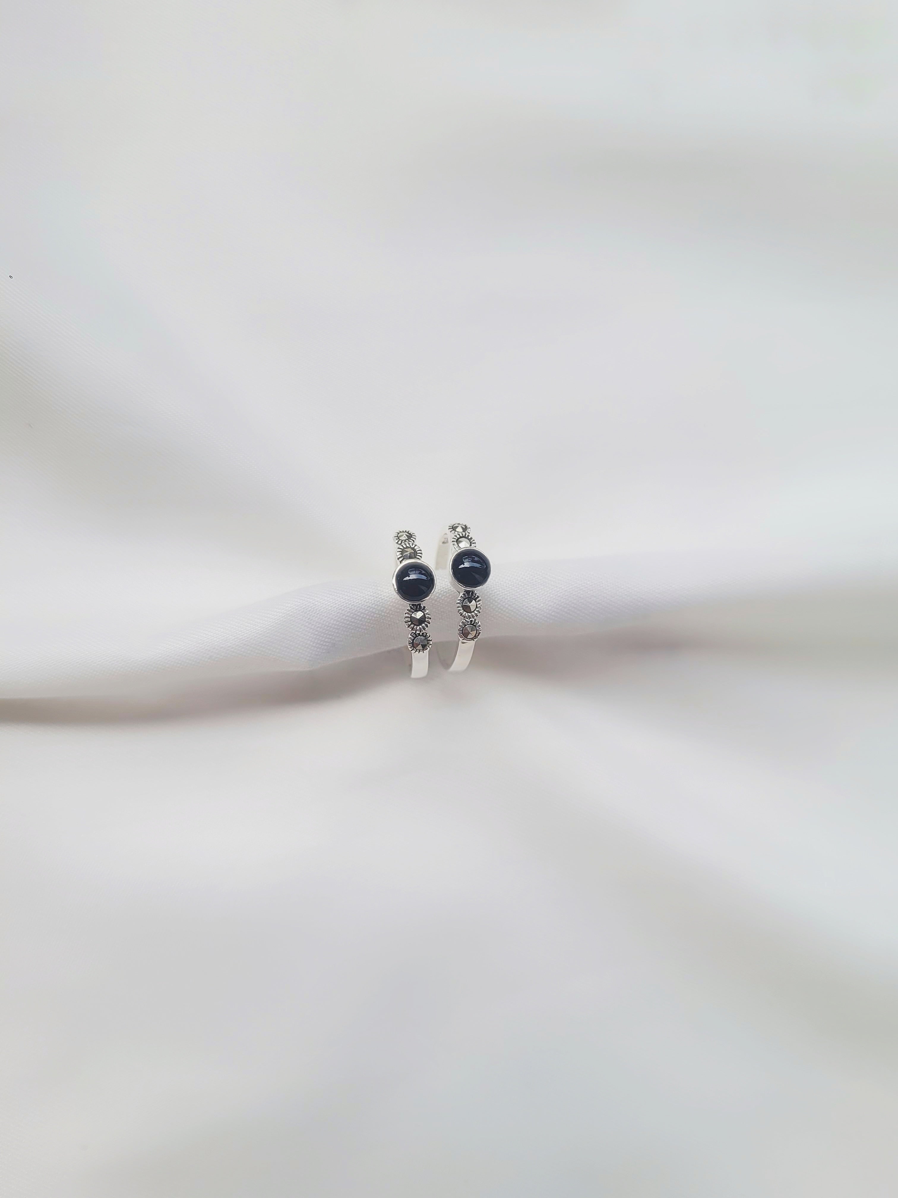 Marcasite Royal Midnight Toe Rings 92.5 Silver - Pair