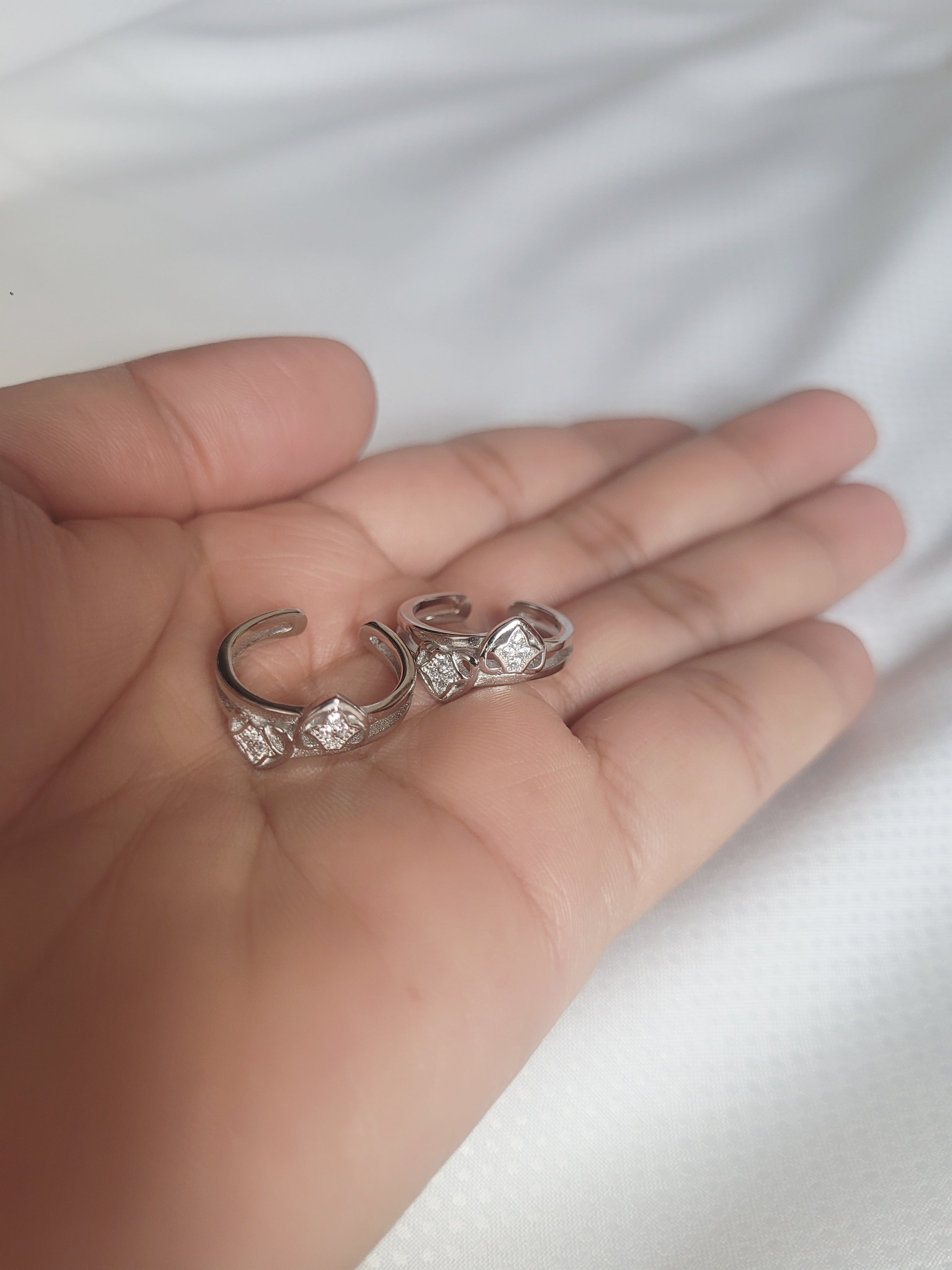 Open Heart 92.5 Silver Toe Rings - Pair