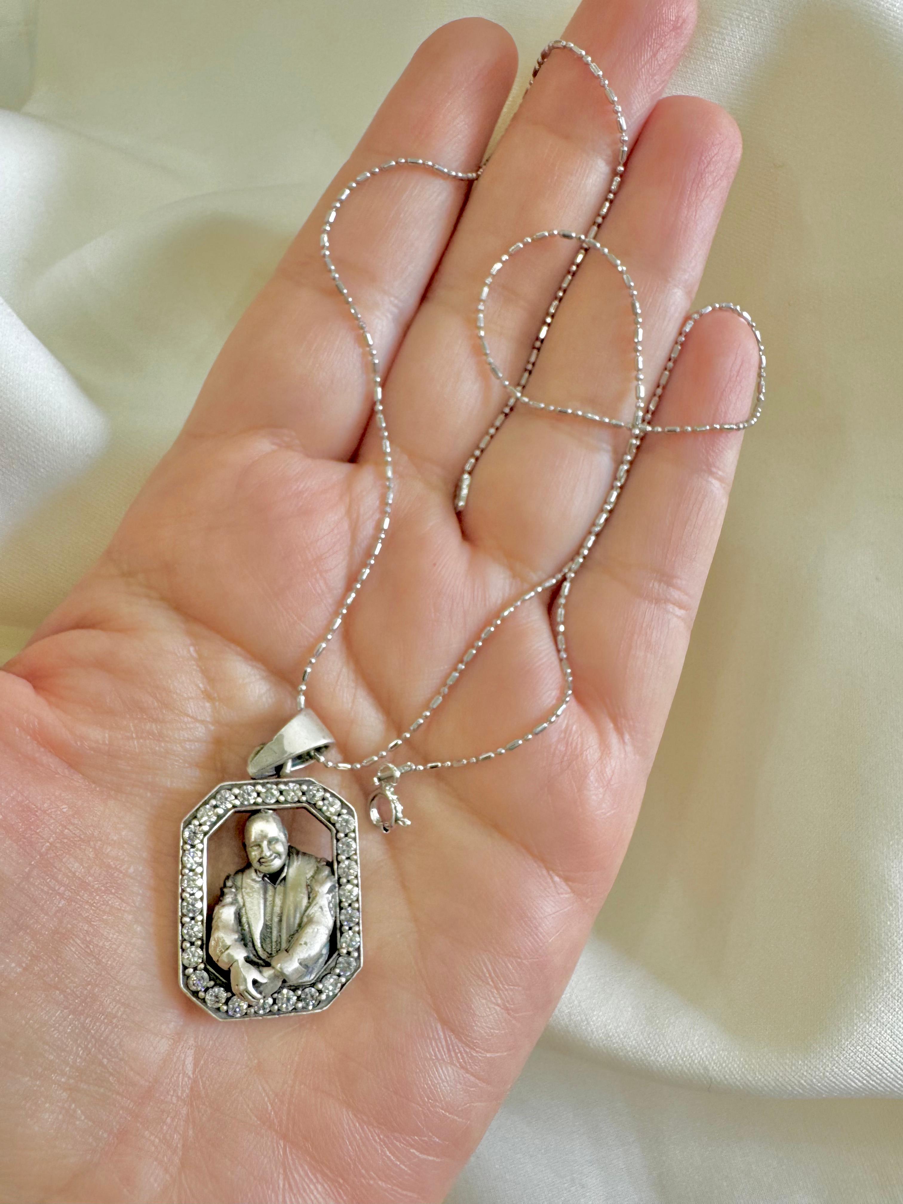 Guruji 92.5 Silver Handcrafted Kavach Pendant (With or Without Chain)