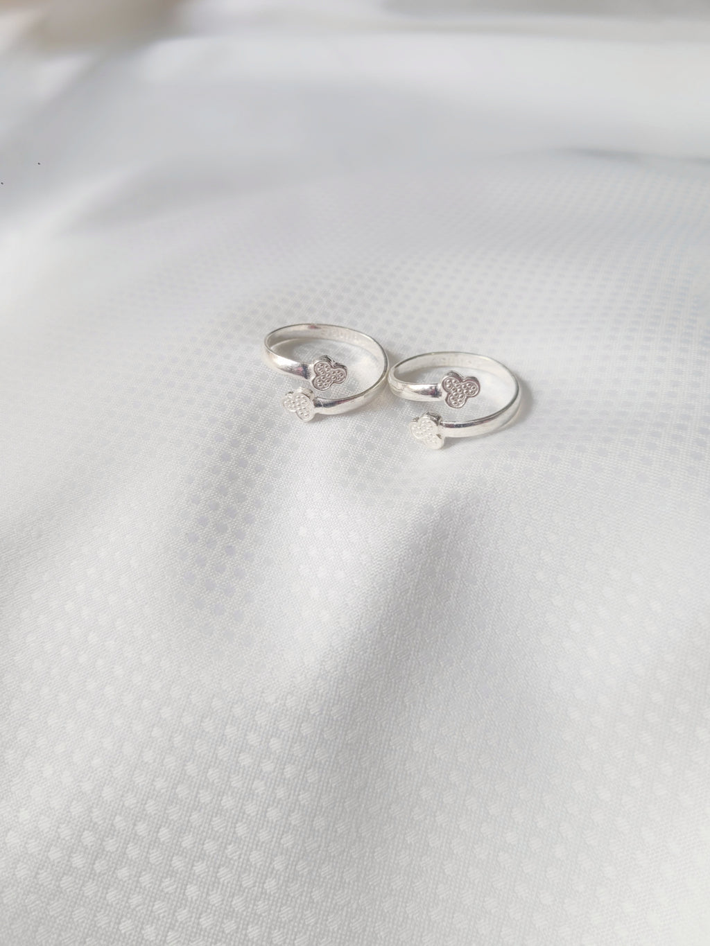 Twin Flowery Duo 92.5 Silver Toe Rings - Pair