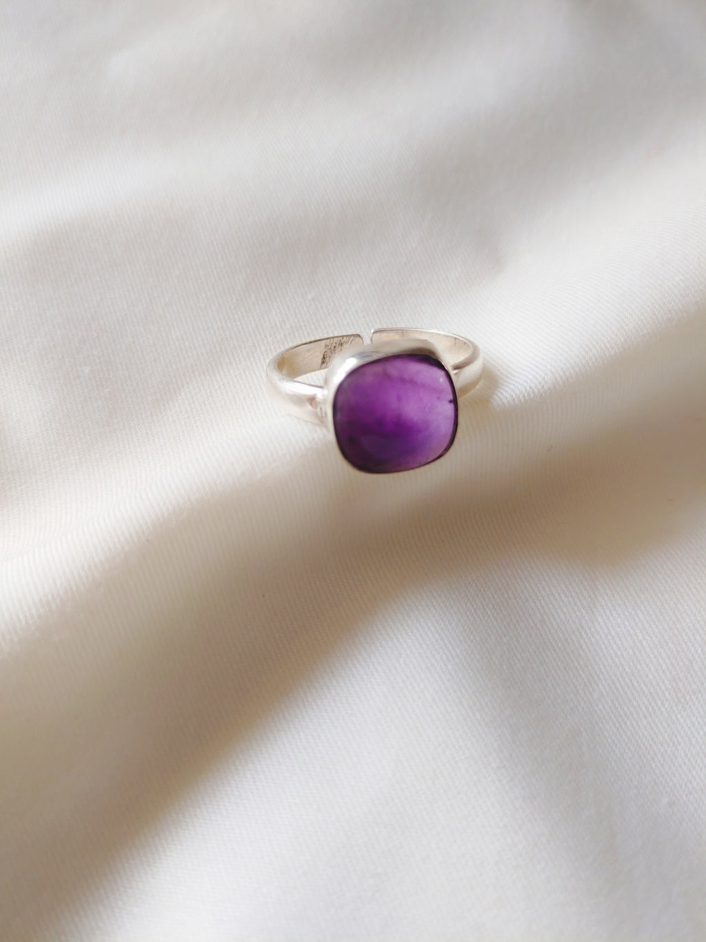 Neelima Amethyst Stone 92.5 Silver Adjustable Ring