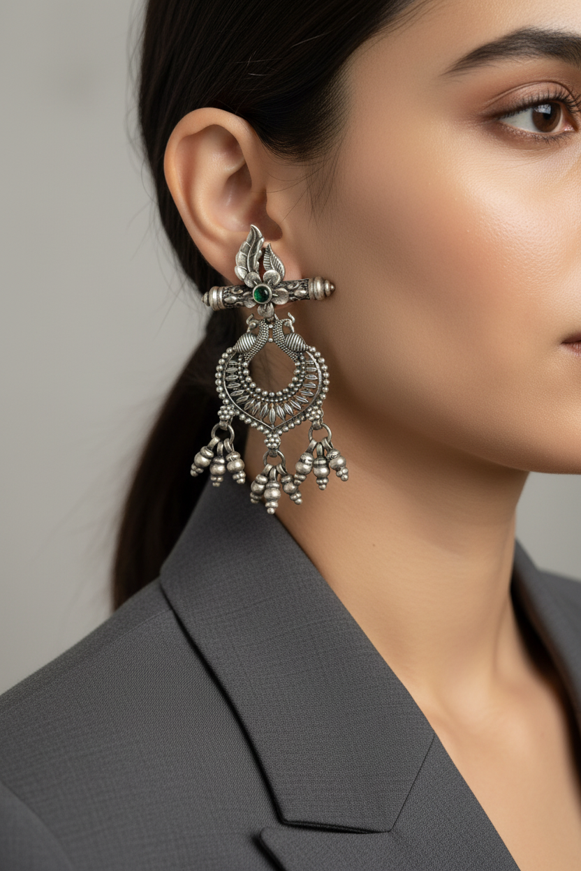Morliya Raag 925 Silver Temple Earrings