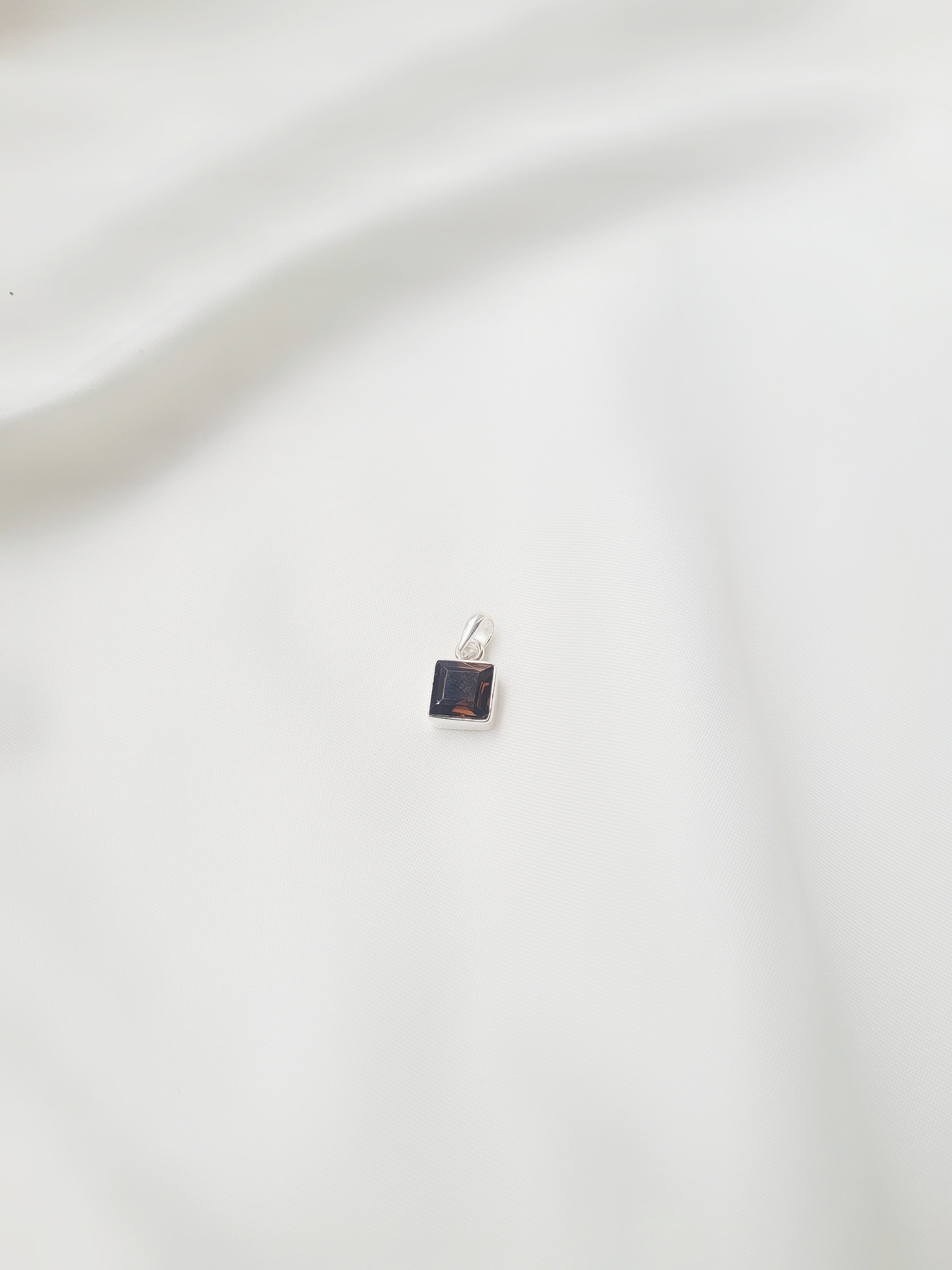 Smokey Square Elegance 92.5 Silver Pendant (Without Chain)