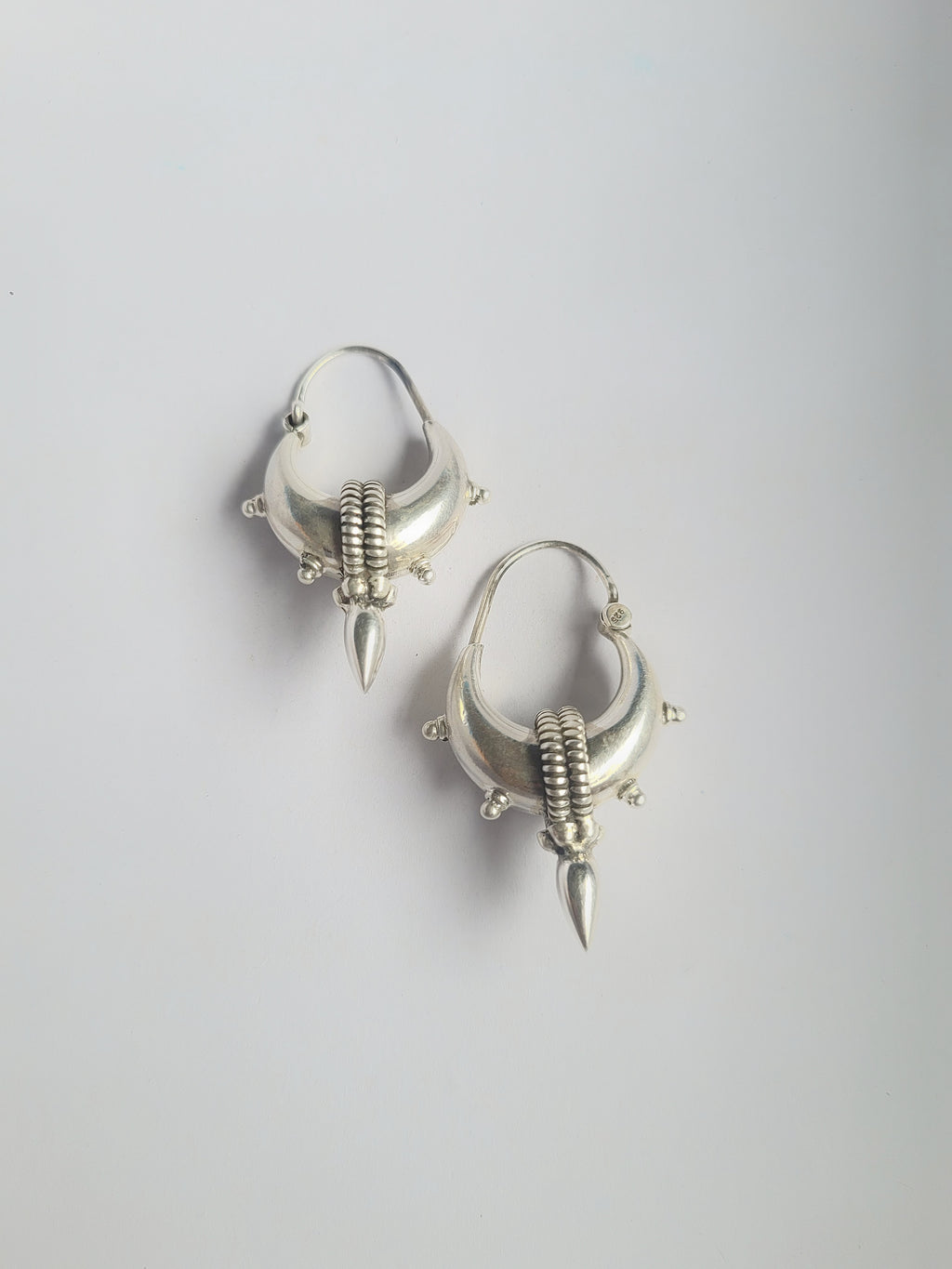 Chandrika Crescent Dagger 92.5 Silver Statement Hoop Earrings