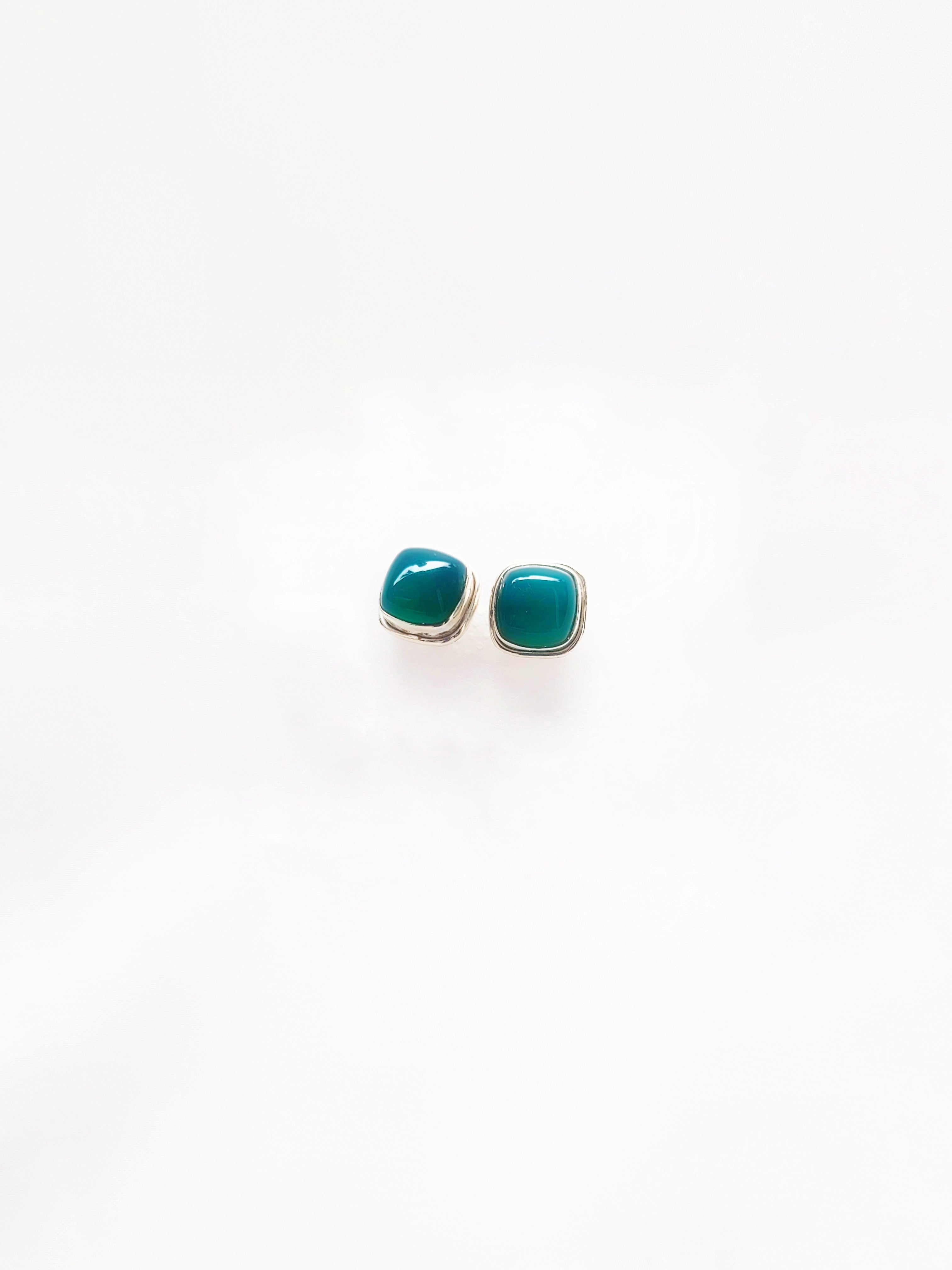 Emerald Glow Studs 92.5 Silver Studs - Handcrafted