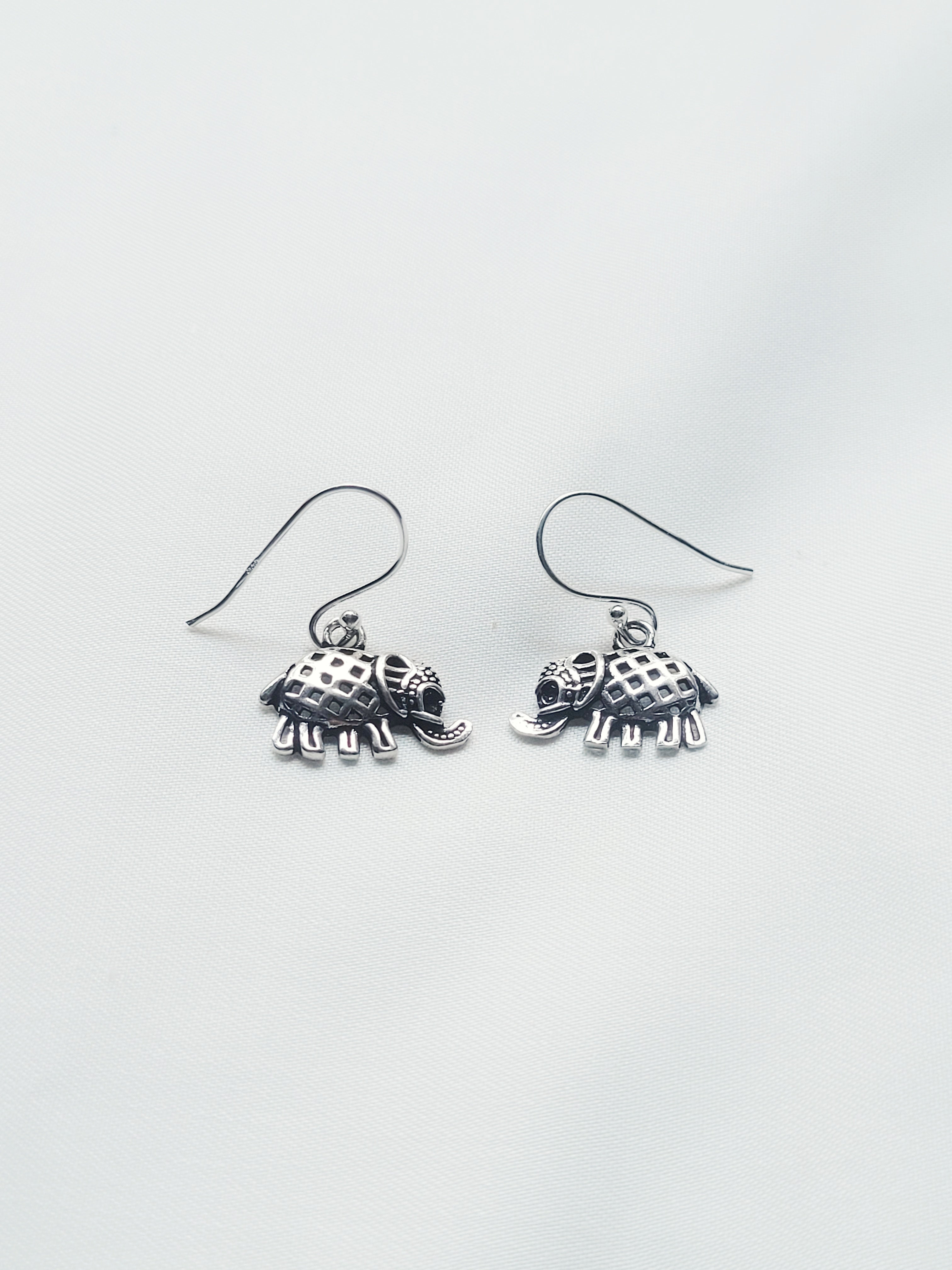 Haathi Charm 92.5 Silver Drop Earrings - Handcrafted
