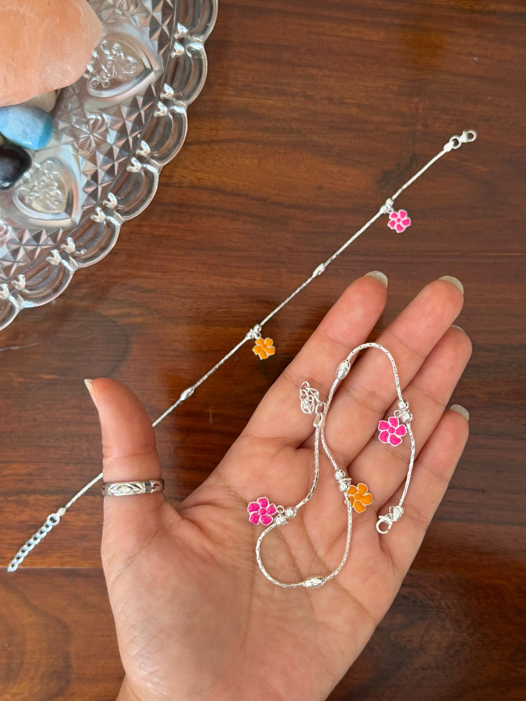 Gulnaar 92.5 Lightweight Silver Anklet - Pair