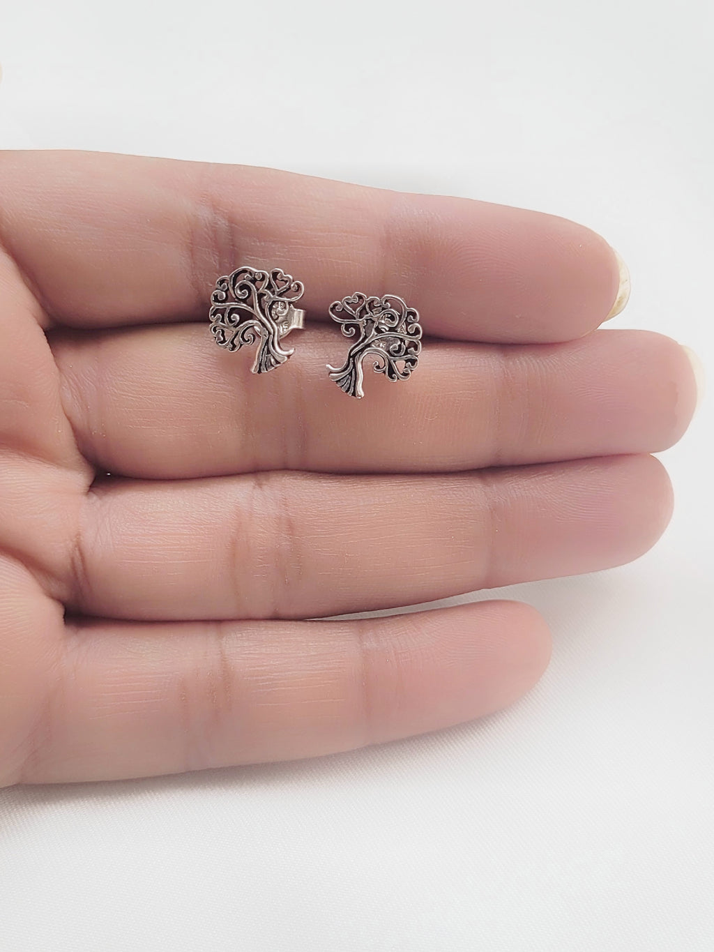 Tree Stud 92.5 Silver Earrings - Handcrafted