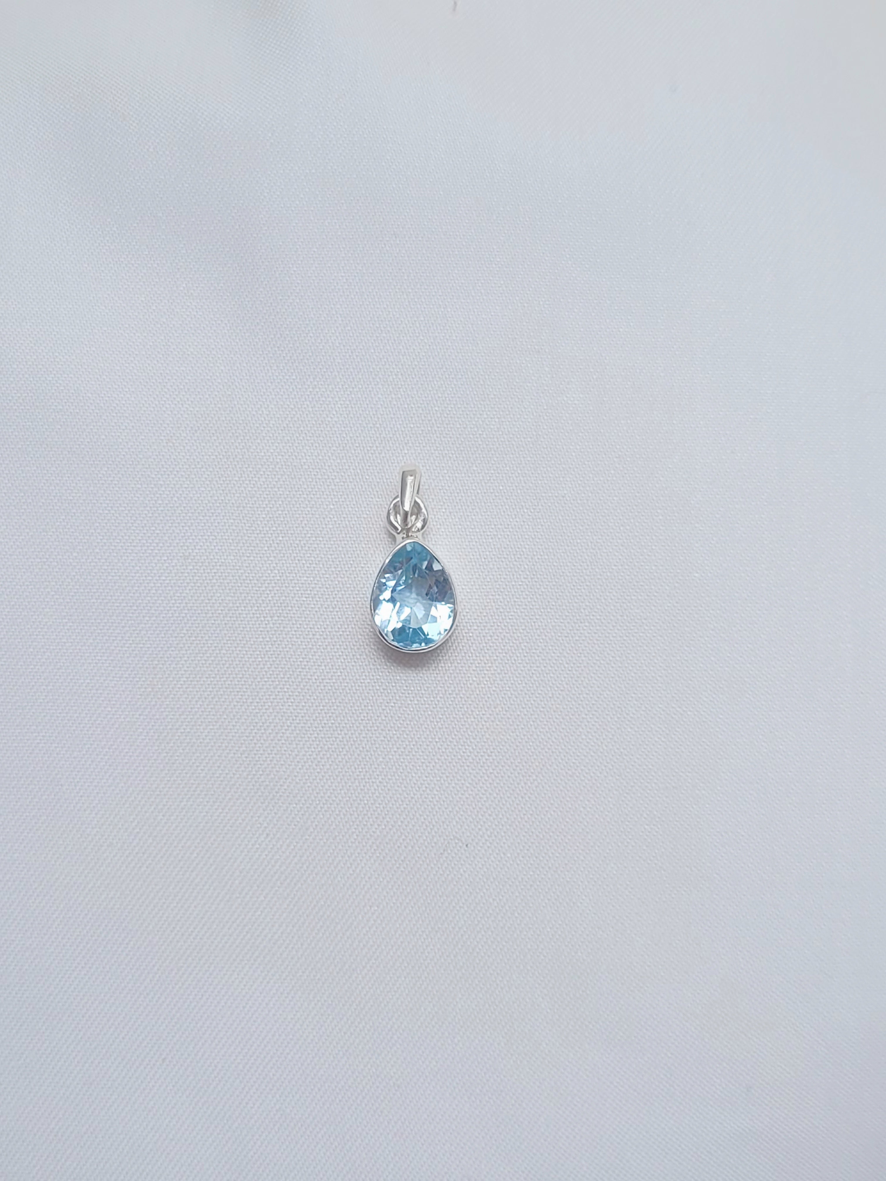 Teardrop Blue Topaz 92.5 Silver Pendant (Without Chain)