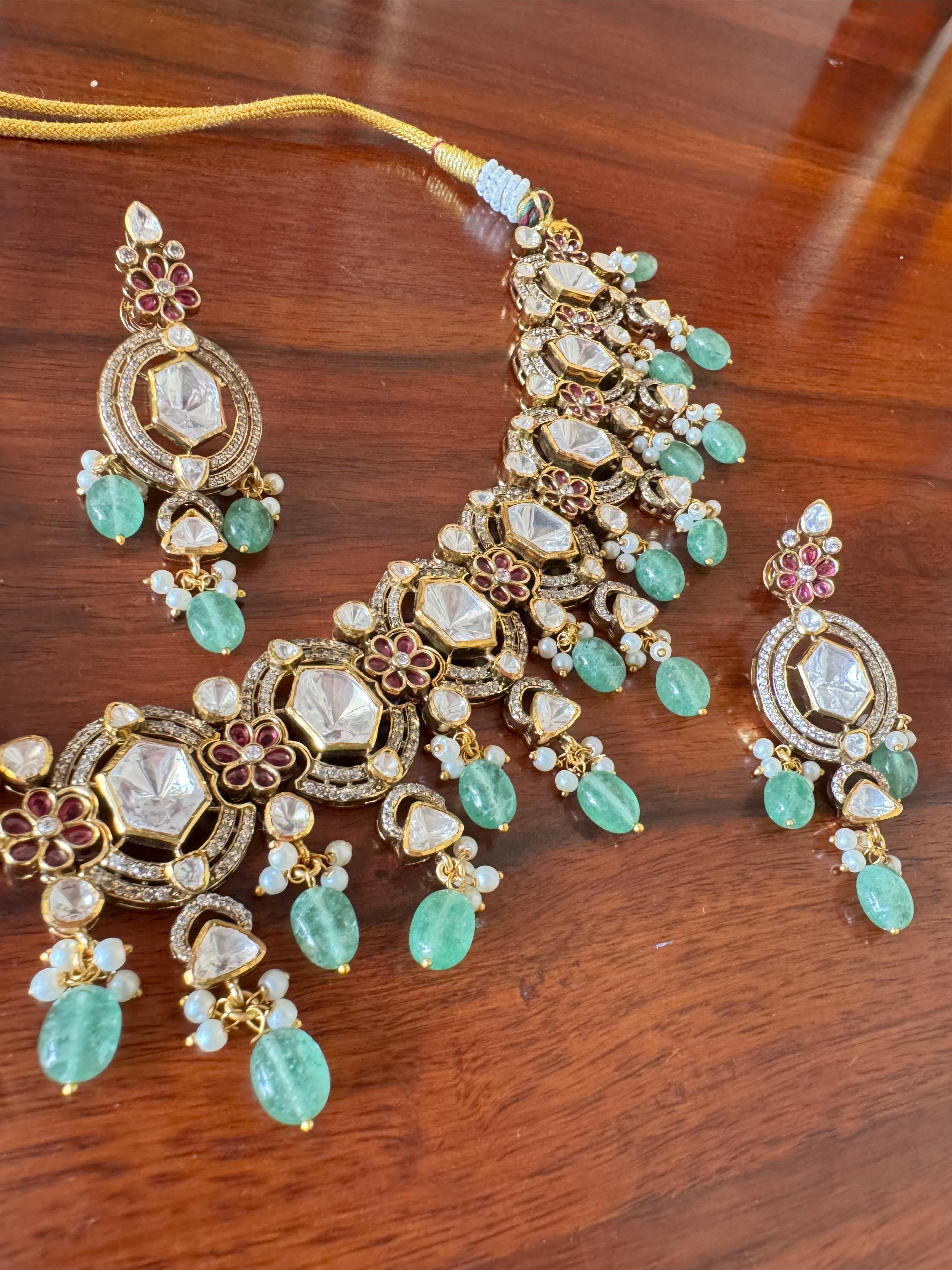 Naaz - Gold Plated 92.5 Silver Necklace Set - Handcrafted