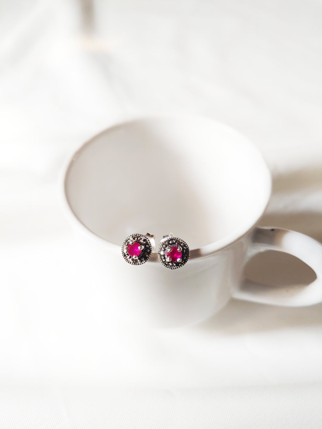 Rose Lock 925 Silver Marcasite Stud Earrings