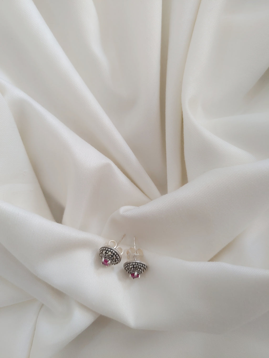 Rosea Dome 92.5 Silver Marcasite Stud Earrings