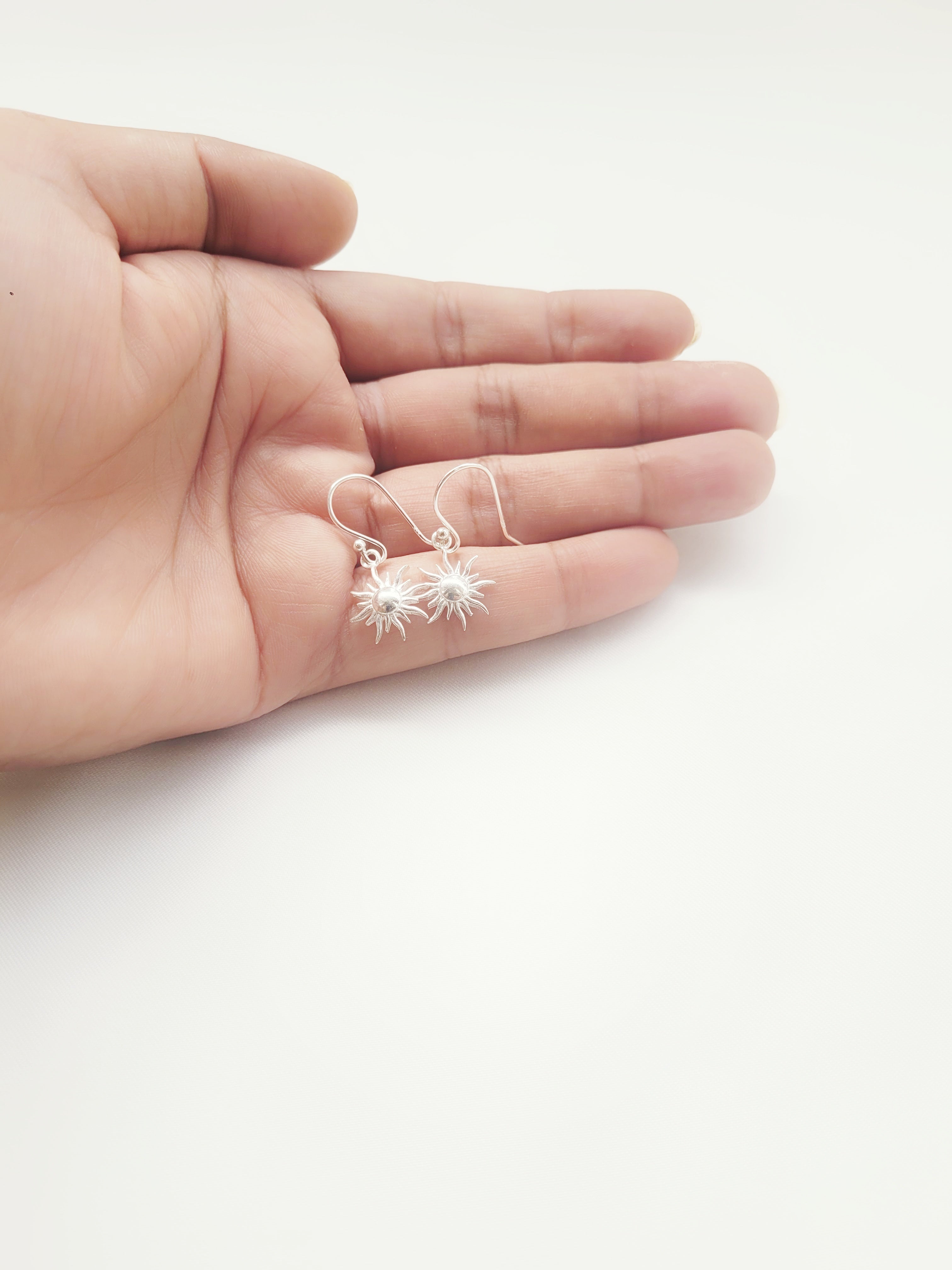 Sun Glow 92.5 Silver Drop Earrings - Handcrafted