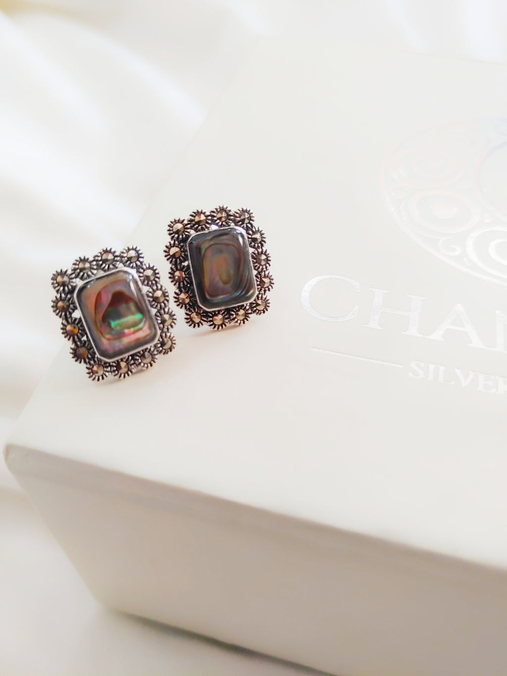 Mayura Glow 92.5 Silver Marcasite Stud Earrings