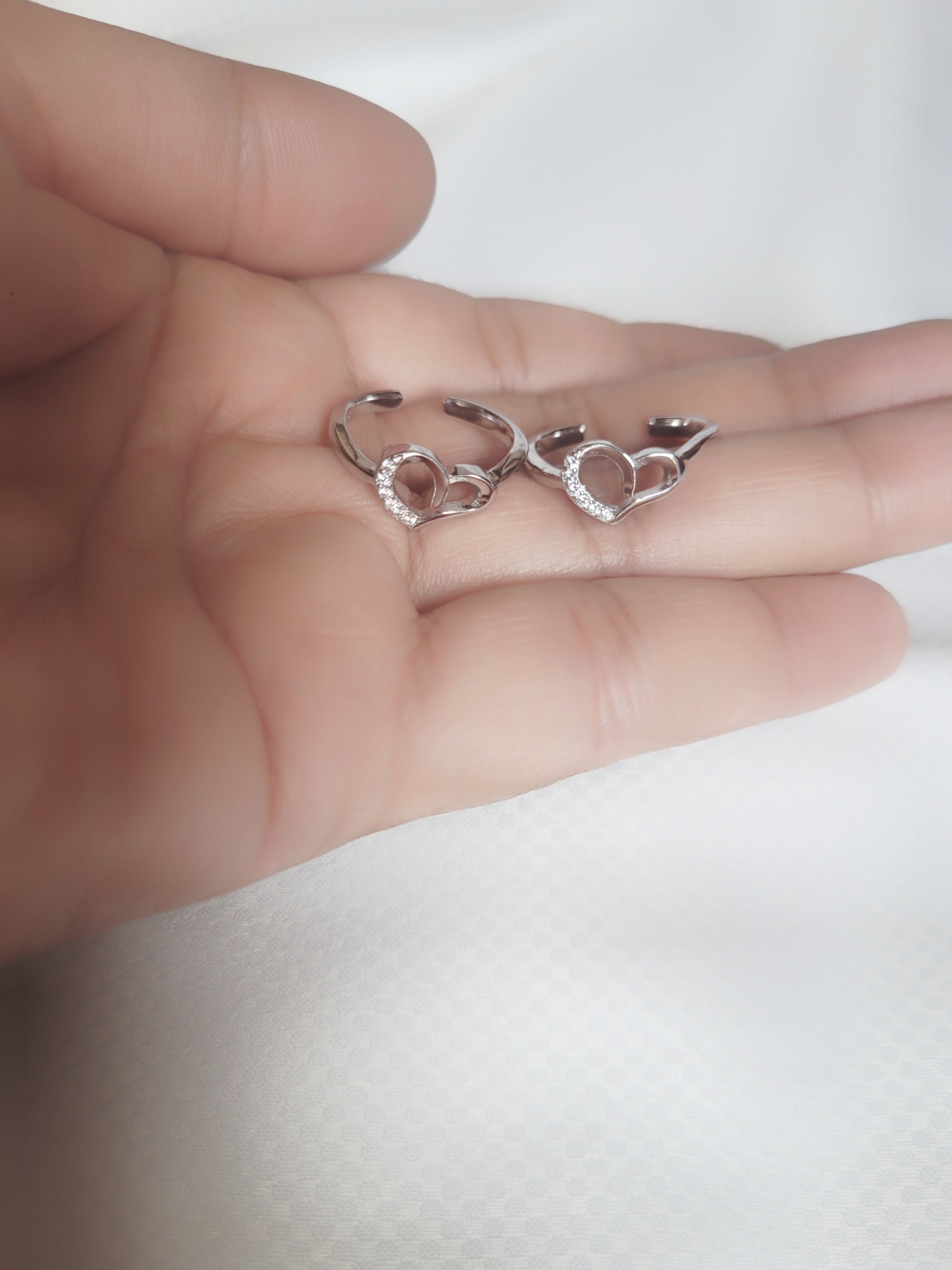 Sparkling Heart 92.5 Silver Toe Rings - Pair