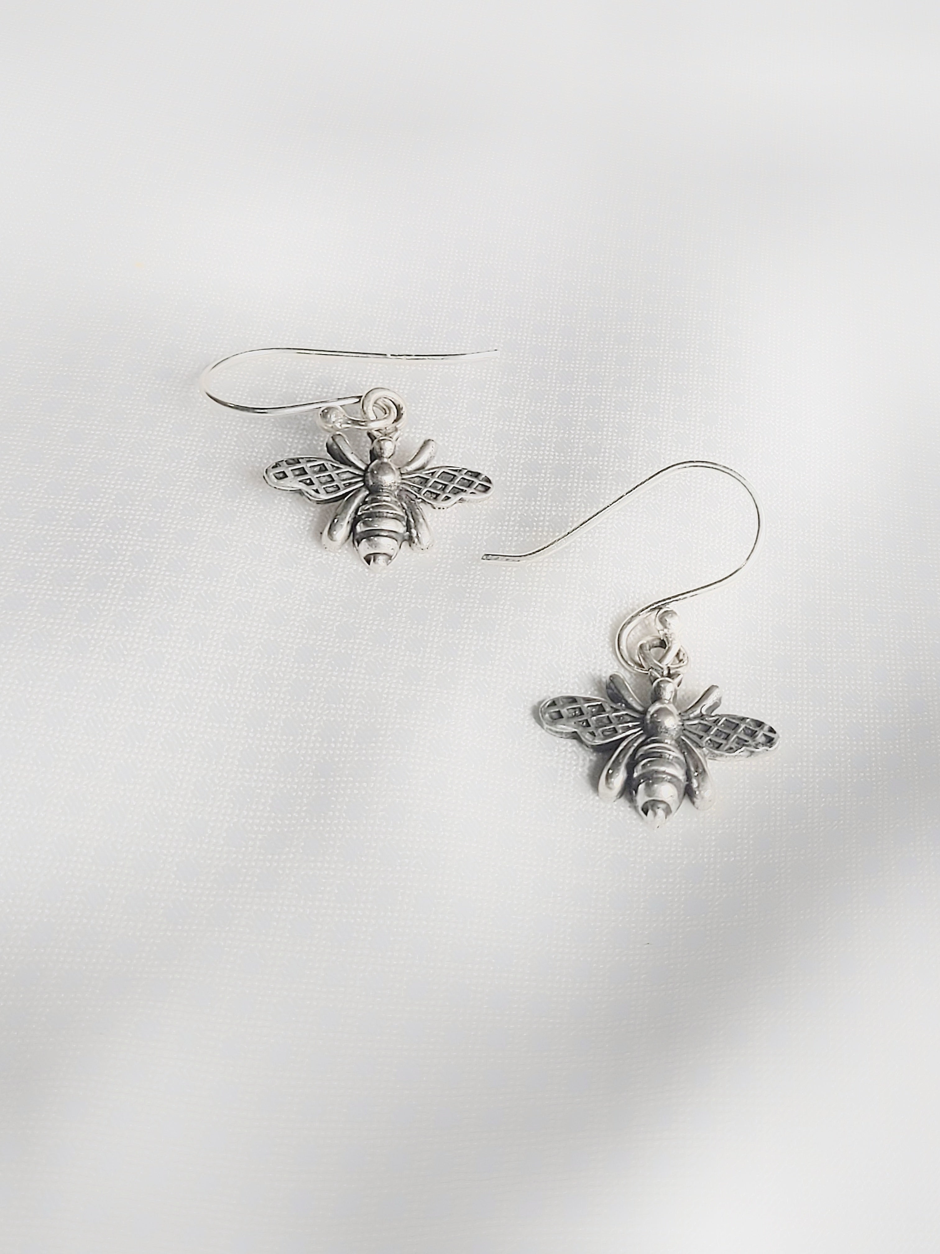 Buzzing Beauty 92.5 Silver Drop Bee Earrings -Handcrafted