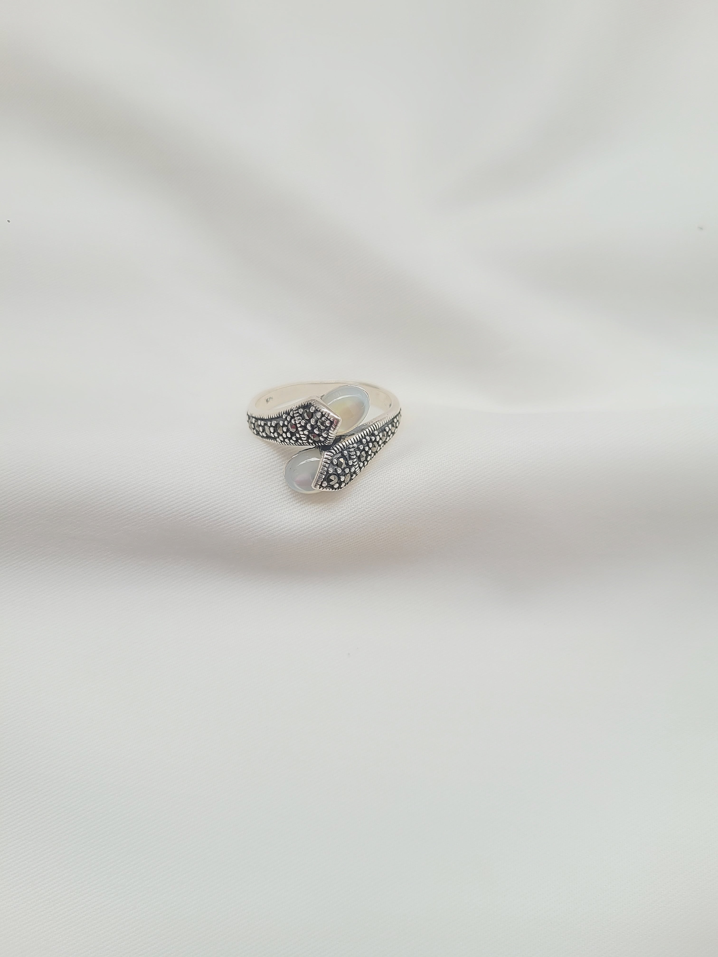 Marcasite Pearl Mist 92.5 Silver Ring
