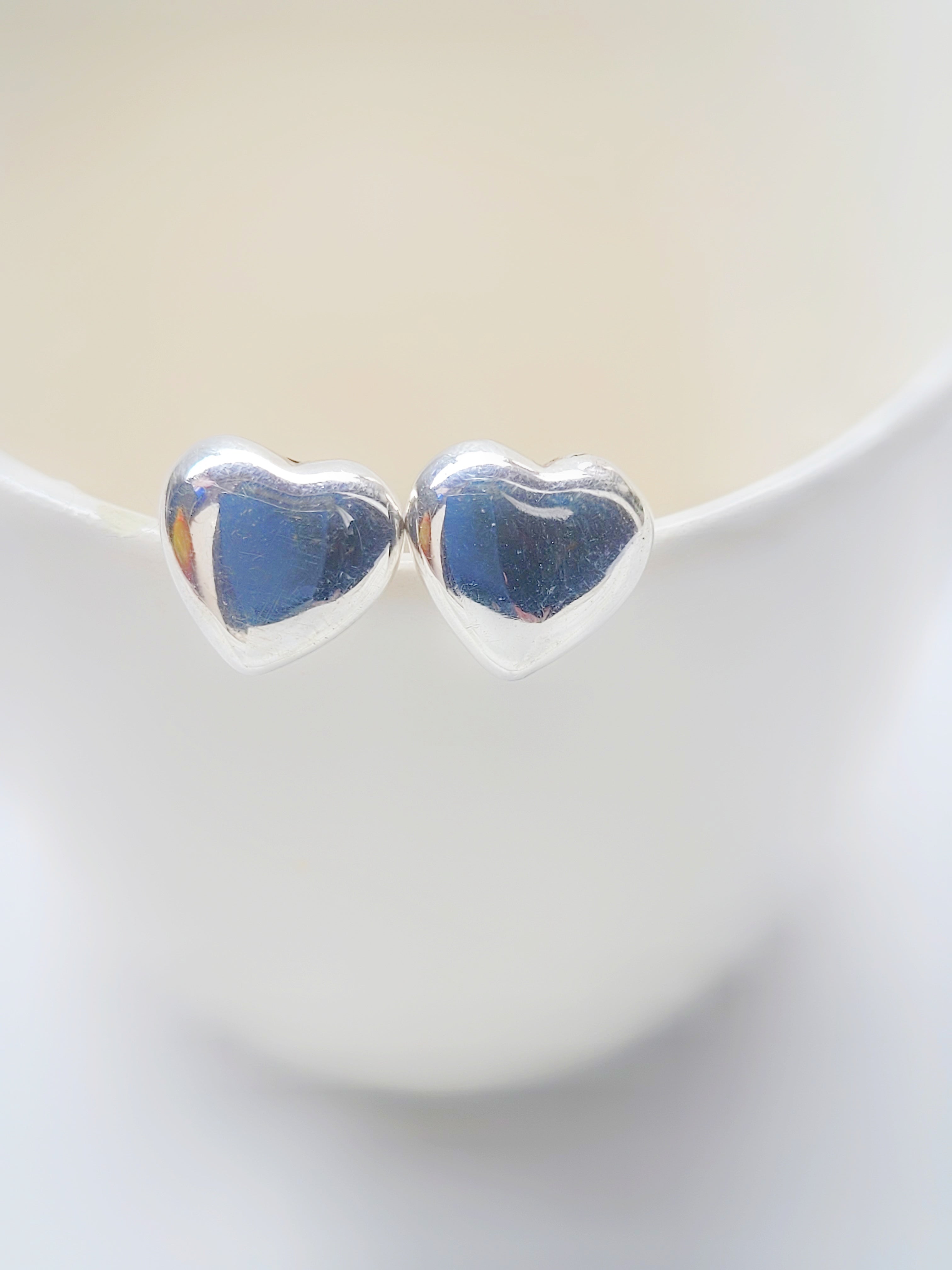 Silver Heart Studs 92.5 Silver Studs - Handcrafted