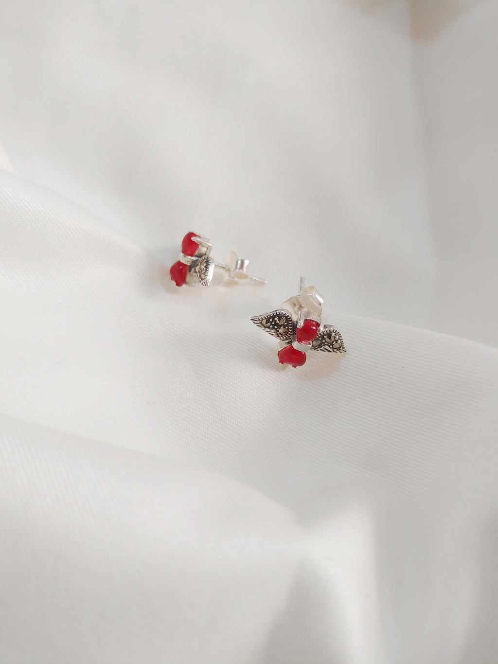 Angel Wing 92.5 Silver Marcasite Stud Earrings