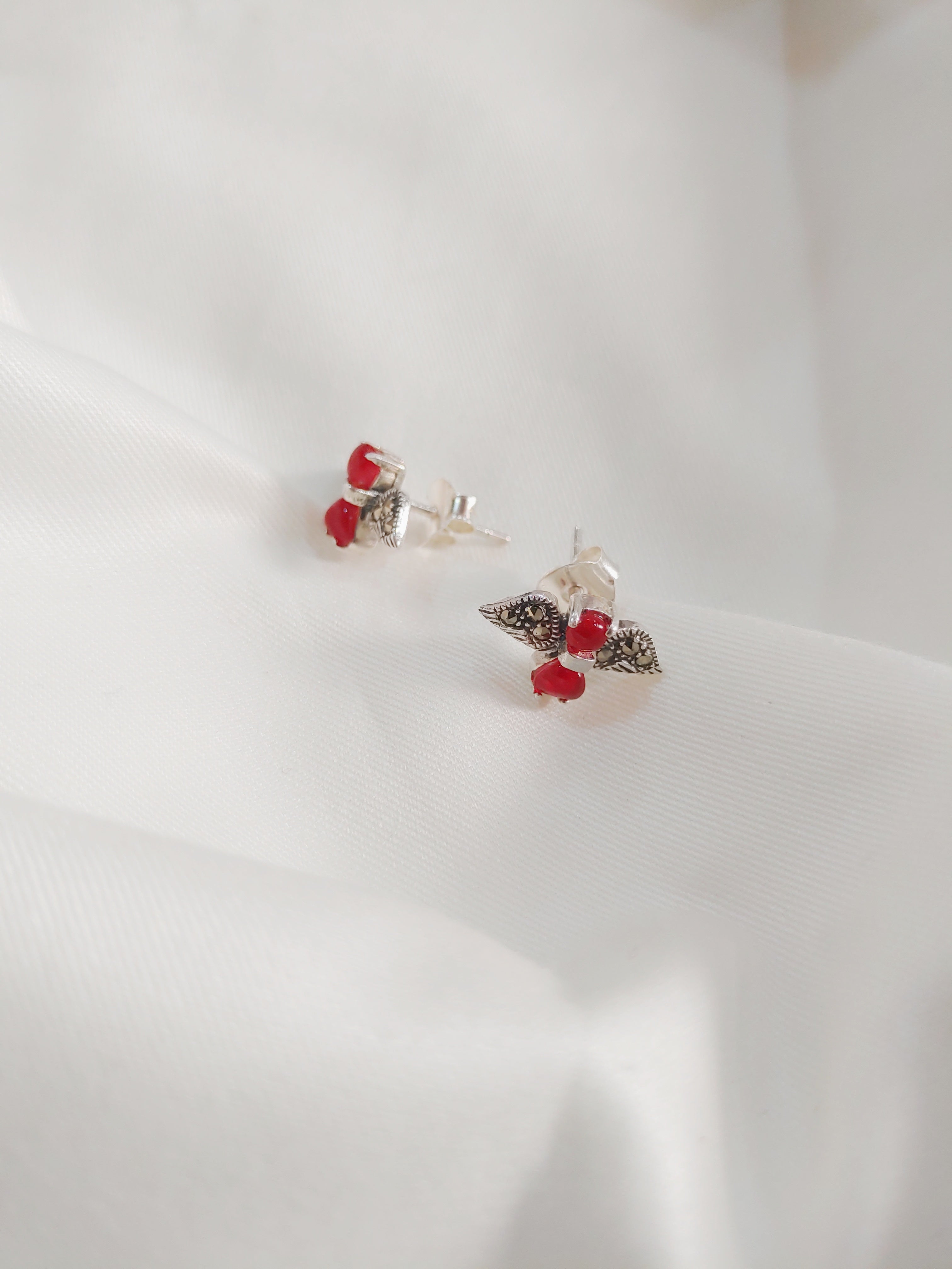 Angel Wing 92.5 Silver Marcasite Stud Earrings