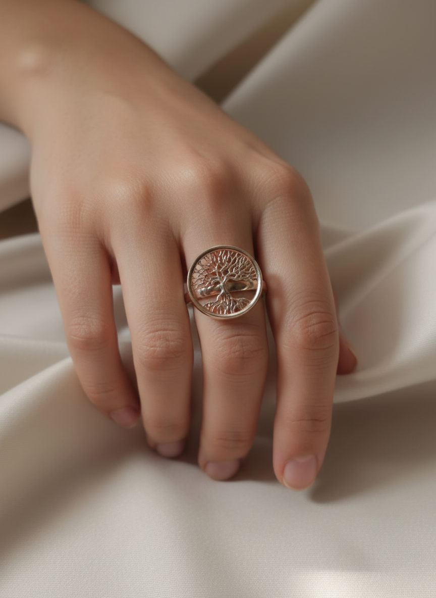 Vriksha Traditional 92.5 Silver Adjustable Ring