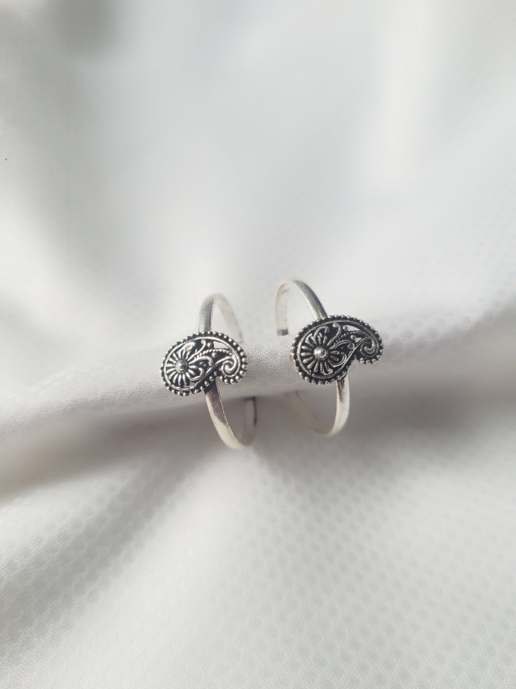 Paisley Bloom 92.5 Silver Toe Rings - Pair