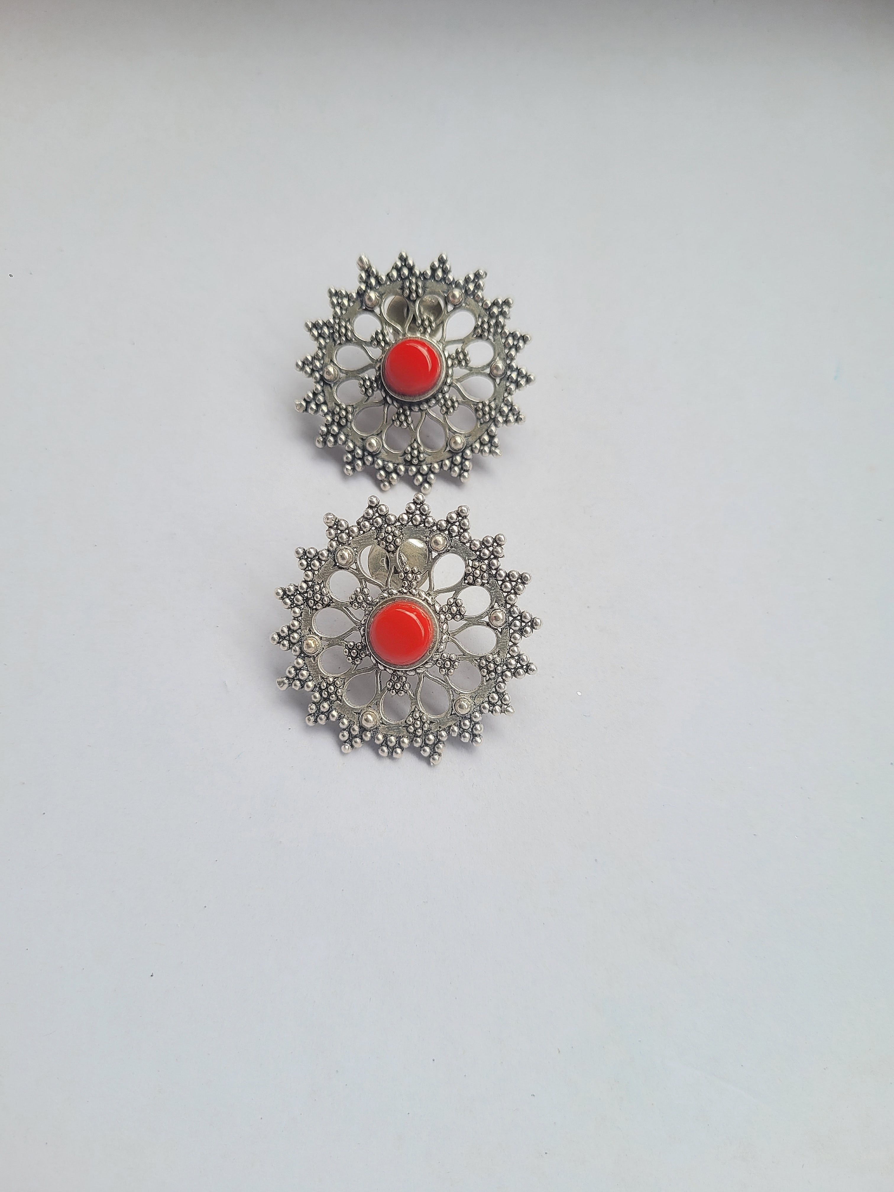 Surangana 92.5 Silver Statement Studs - Handcrafted