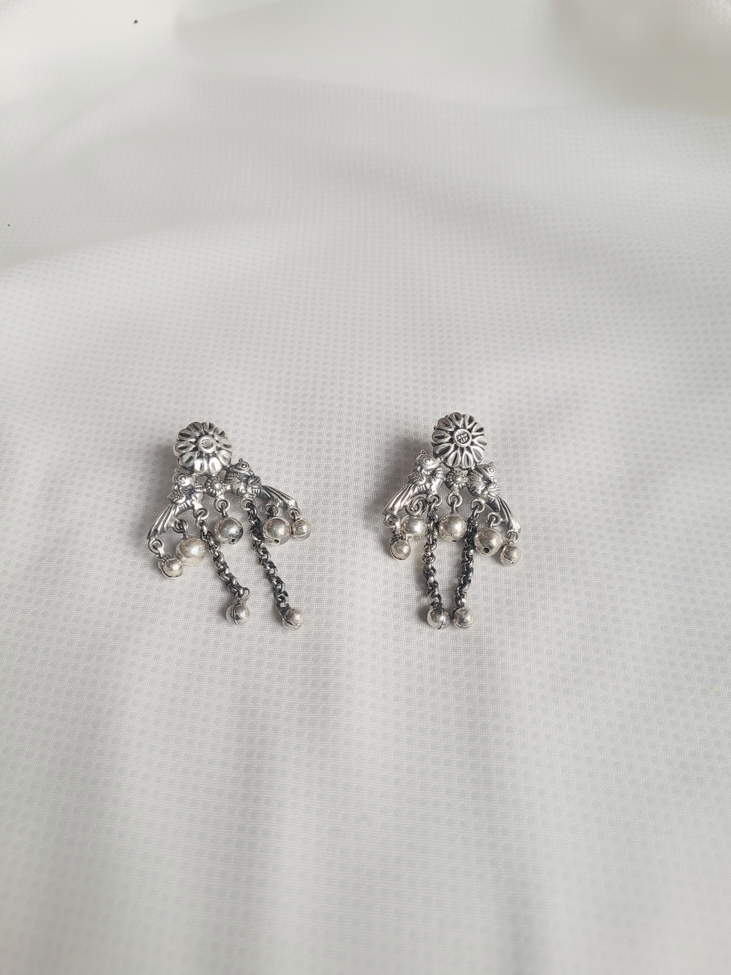 Meher Floral 92.5 Silver Floral Dangle